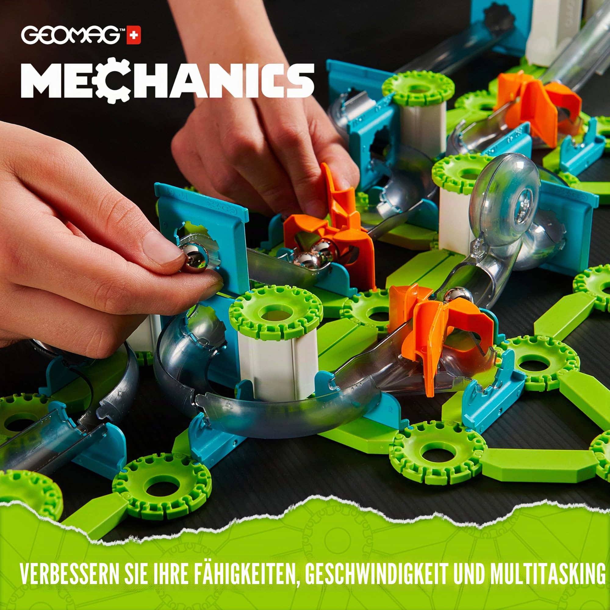GEOMAG - Mechanics Motion Magnetic Gears 160 Teile, Magnetische Bausteine für Kinder mit Zahnrädern, Kinderspielzeug ab 7 Jahre, Magnetbausteine STEM Spielzeug, Geburtstag Nikolaus Geschenke Kinder