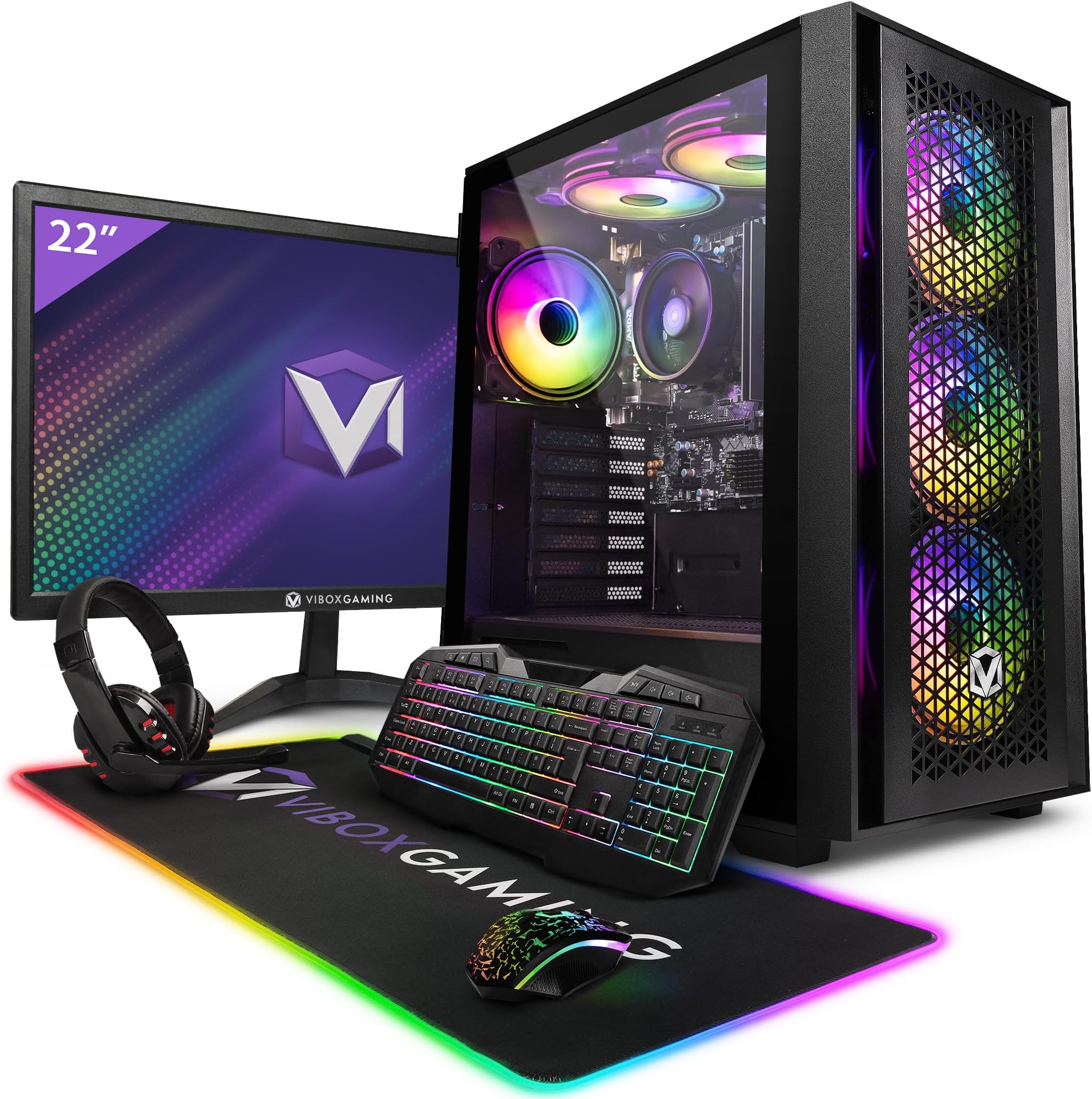 Vibox I-24 Gaming PC Bundle • AMD Ryzen 3 3200G 4.0GHz • Radeon Vega 8 • 16GB RAM • 1TB NVMe SSD • Windows 11 • 22" Monitor • WiFi