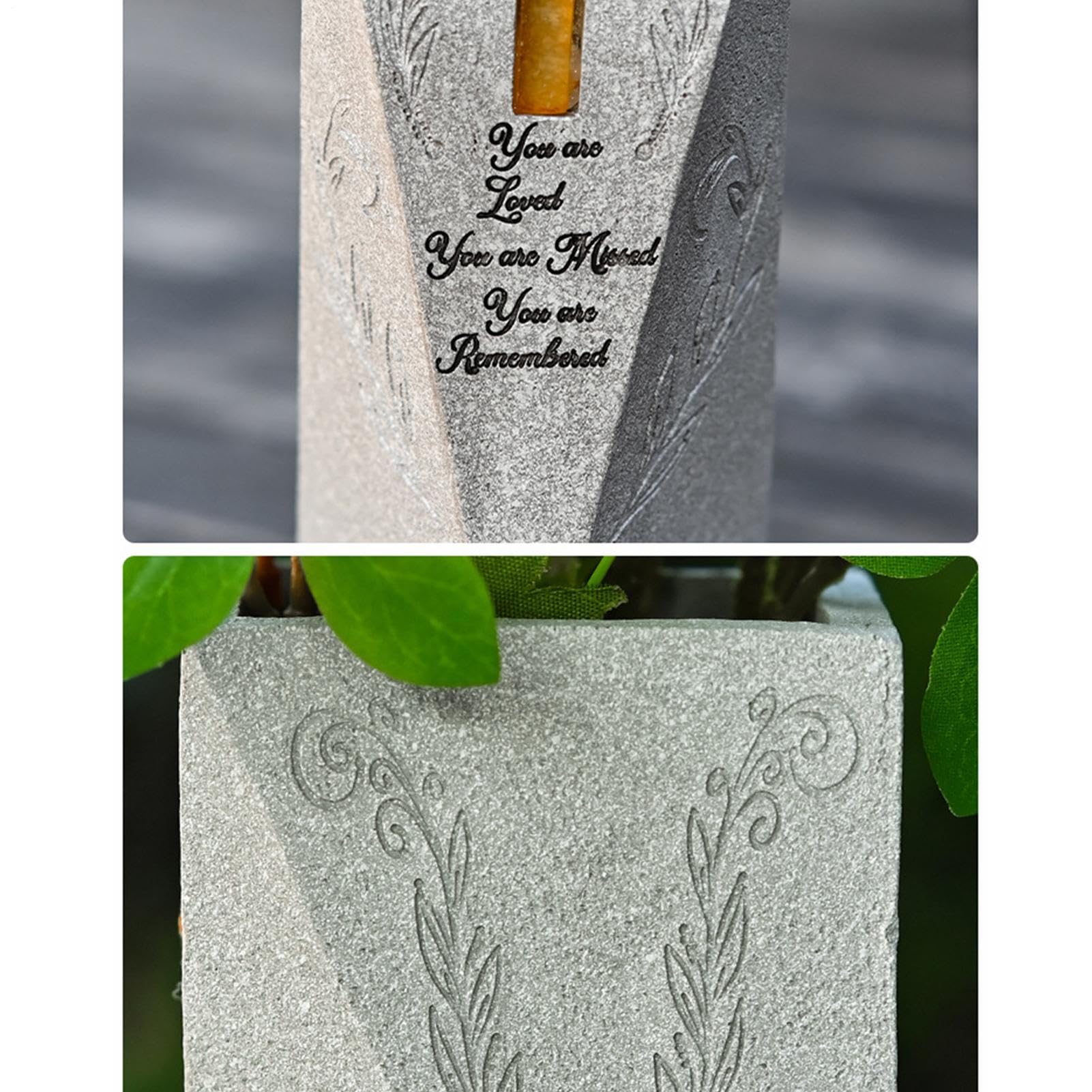 Générique Vase Funéraire avec Lumière Solaire, Décorations Funéraires pour Fleurs Fraîches Ou Artificielles, Vase Funéraire Décoratif Solaire en Résine pour Pelouse, Cour, Cimetière Et Jardin