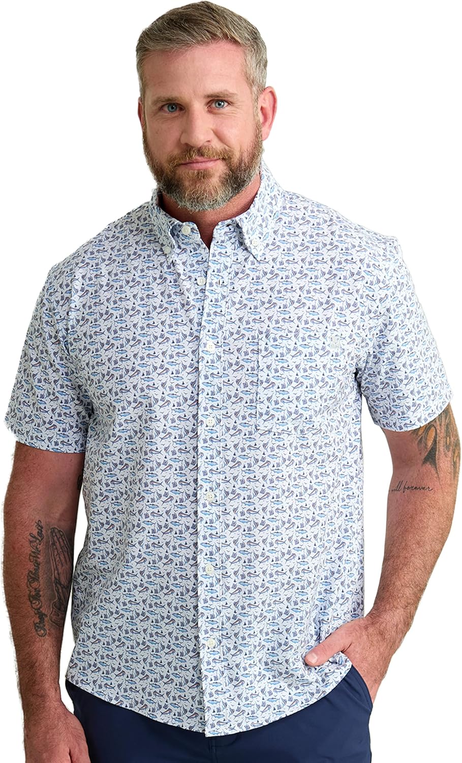 HUK Mens Kona Solid Short Sleeve Fishing Button Down Shirt for Men