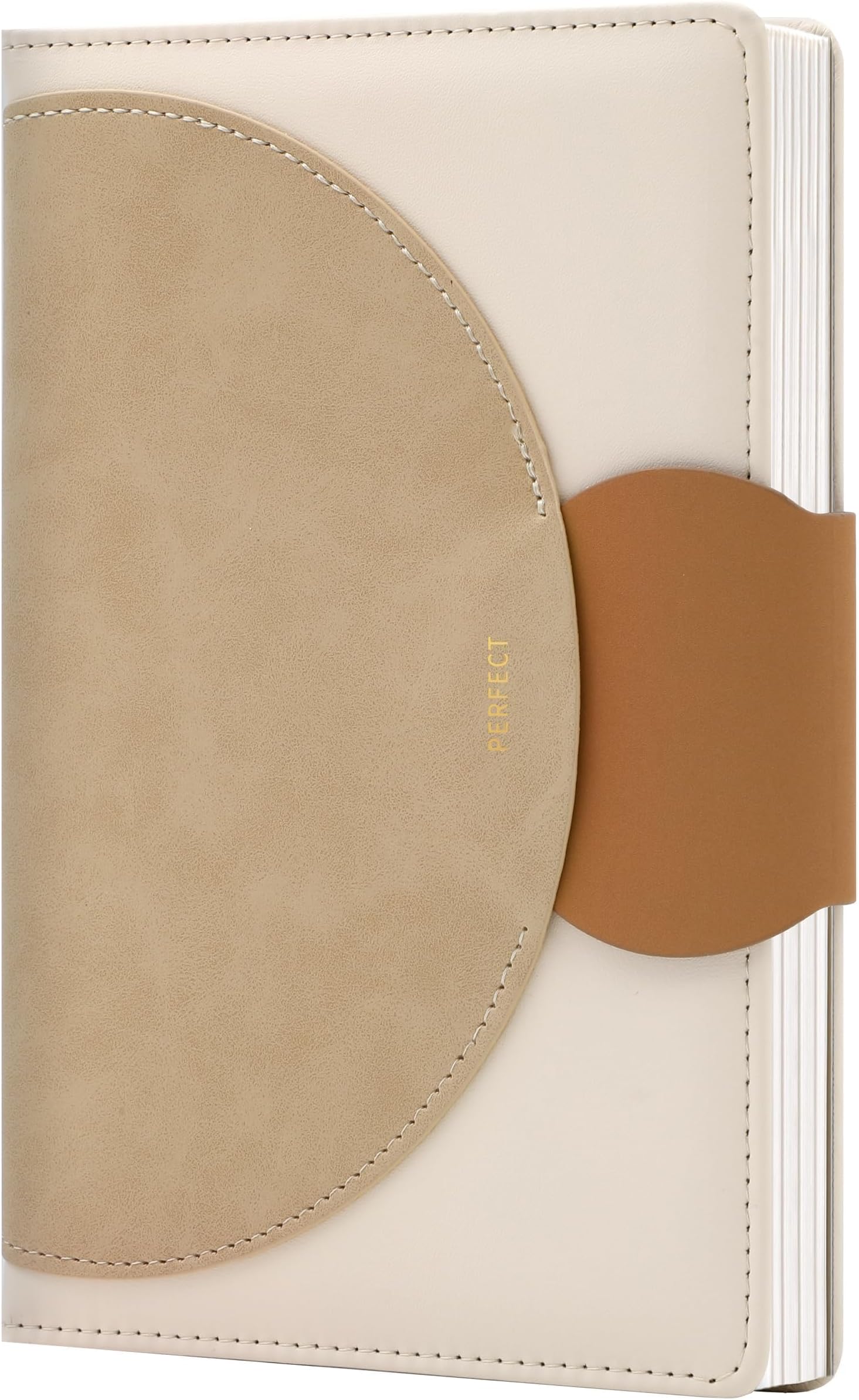 CAGIE Lined Journal Notebook - A5 Hardcover Linen Cover, 256 Pages, Beige, For Writing & Journaling