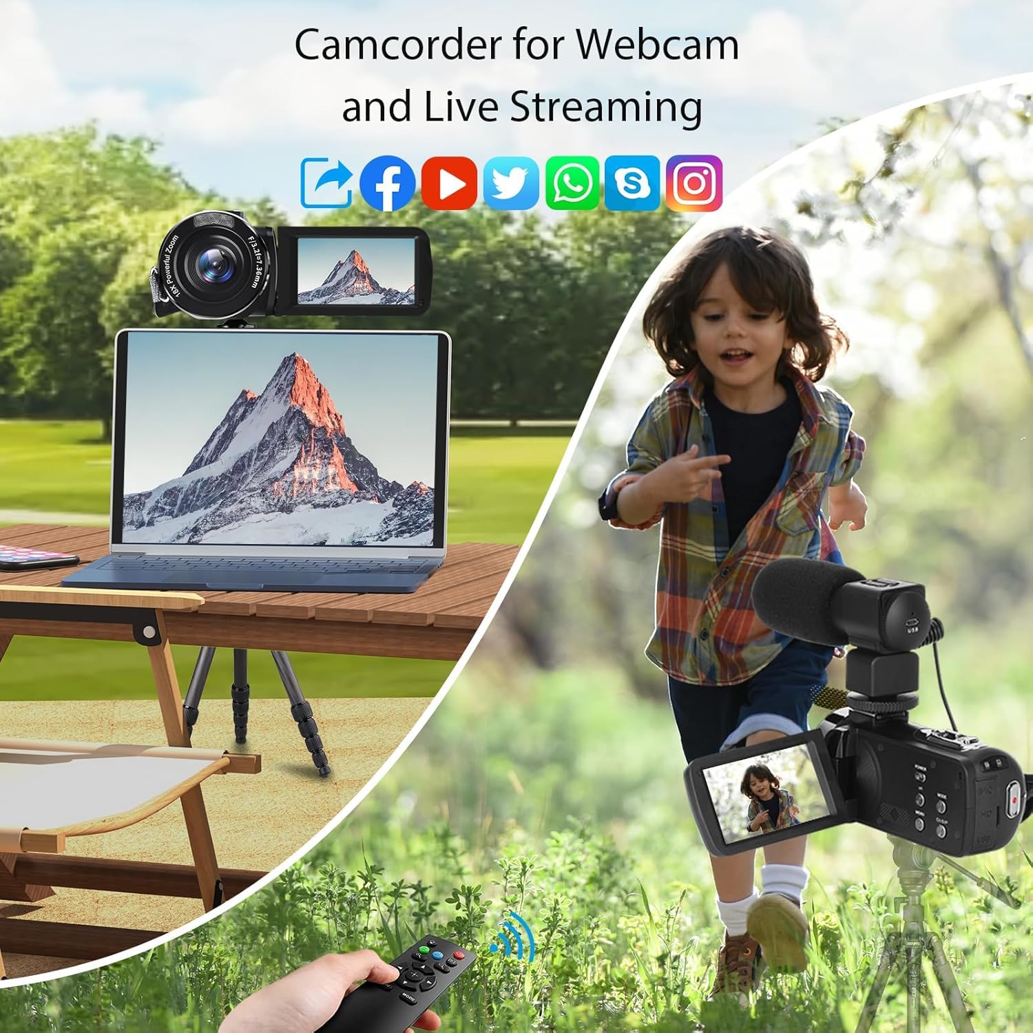 Videocamera, Videocamera, videocamera 8K 48MP 15FPS UHD WiFi Vlogging Camera con visione notturna IR for YouTube, touch screen da 3" Zoom digitale 18X