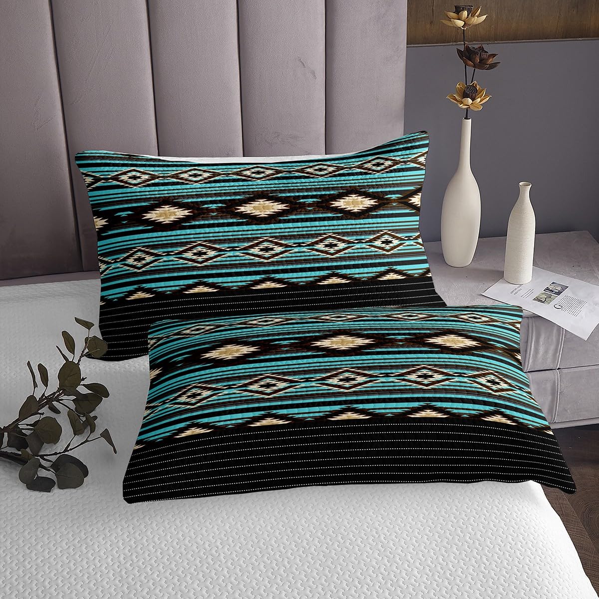 Loussiesd Southwestern zestaw narzut geometryczna pikowana narzuta dla dzieci chłopców dziewcząt wystrój pokoju plemienny pikowana narzuta pojedynczy rdzenny Amerykanin design zielony żółty pikowany