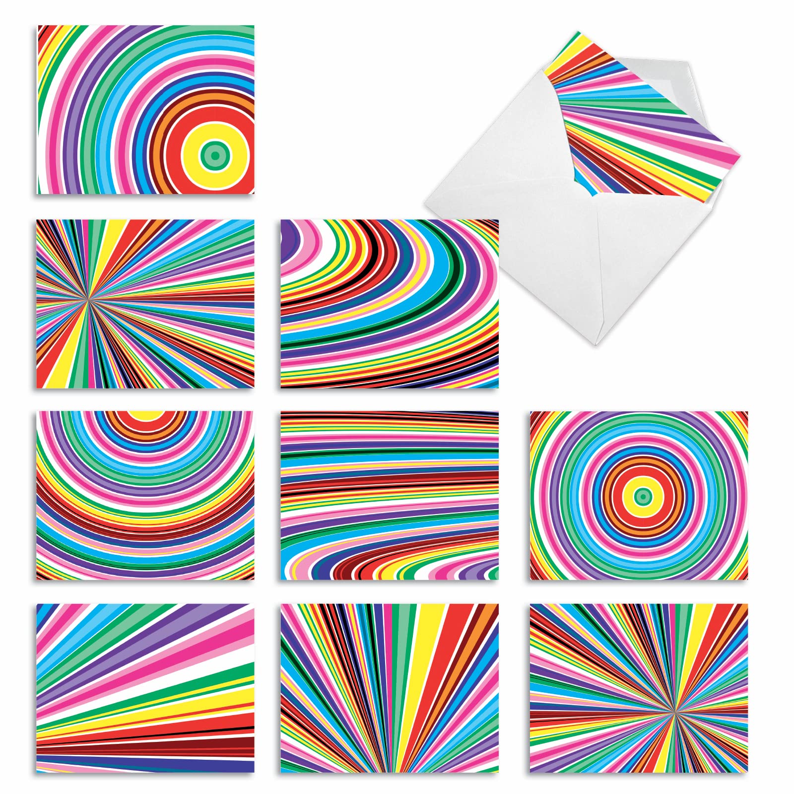 The Best Card Company - 10 Boxed All Occasion Cards with Envelopes for Men and Women (4 x 5.12 Inch) - Colorful, Fun Note Cards Assorted - Acid