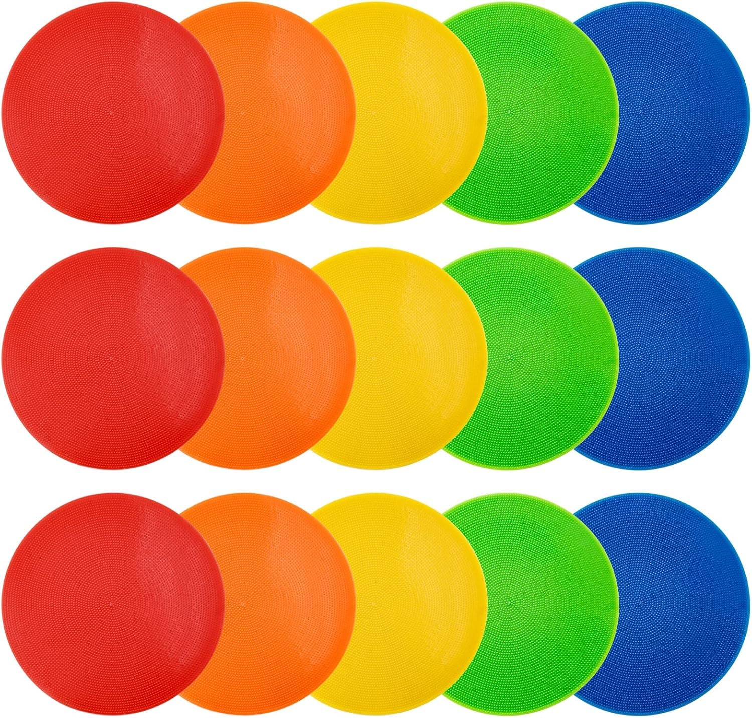 Bodenmarker aus Polyvinyl, 22,7 cm, Bodenmarker, rutschfest, flache Kegel aus Poly, für Fußball, Basketball, Tanztraining, Agilität und Übungen (5 Farben)