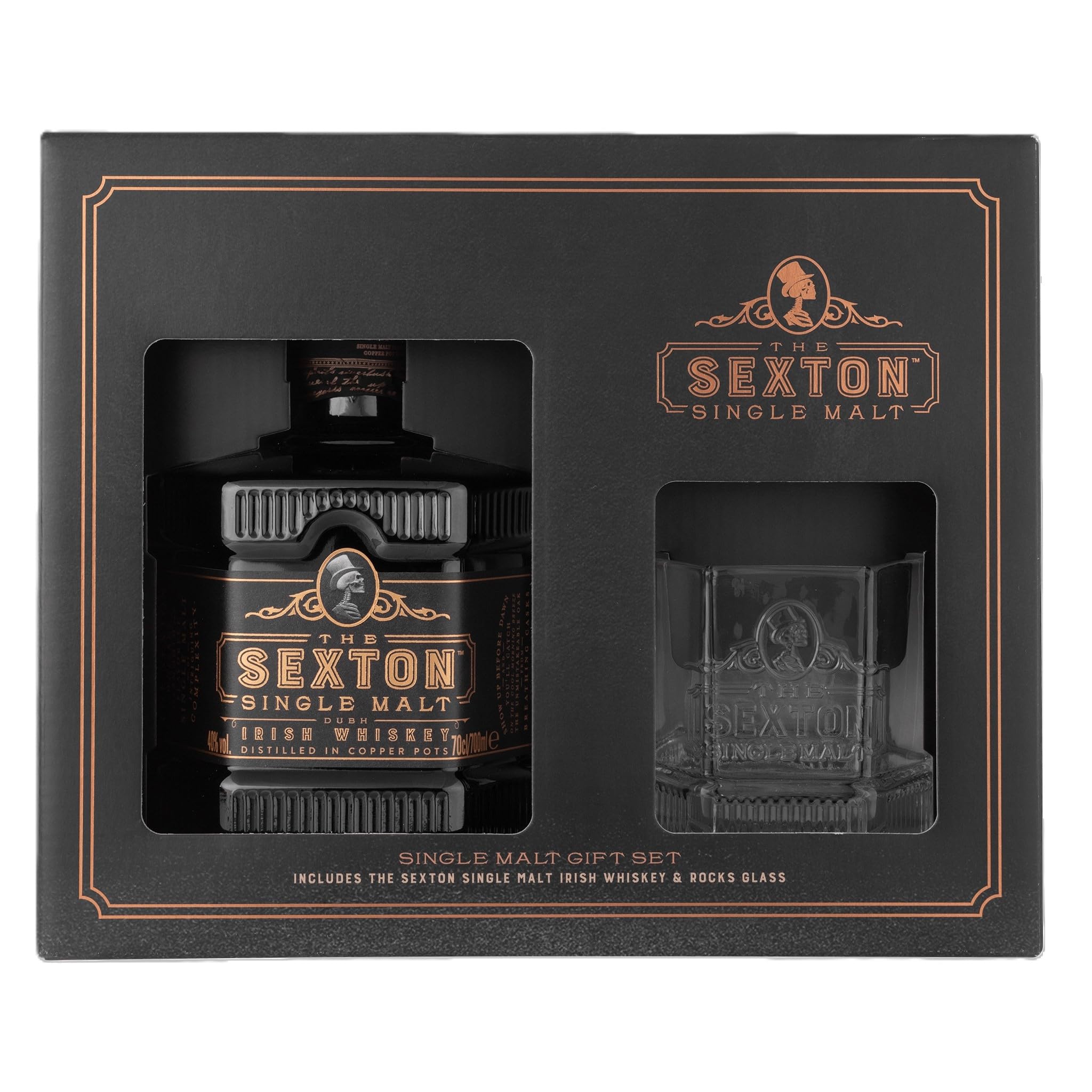 The Sexton Single Malt Irish Whiskey 70cl & Branded Tumbler Glass Gift Pack
