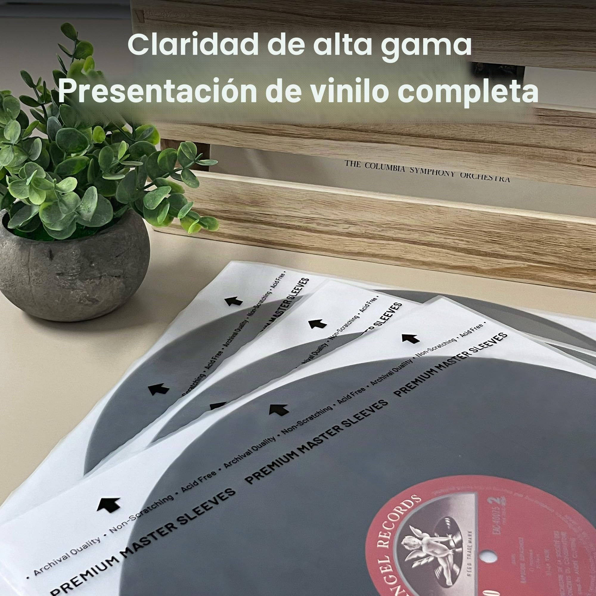 Fundas Vinilos Interiores para 12" 33 RPM Vinilos Discos, 50 x Protector Vinilos Discos Antiestaticas Antiarañazos, HDPE + Papel de Arroz, Fundas Discos Interiores 3 Capas para 12 Pulgadas LP | Master - Fundas de vinilo de 3 capas de HDPE+papel de arroz,