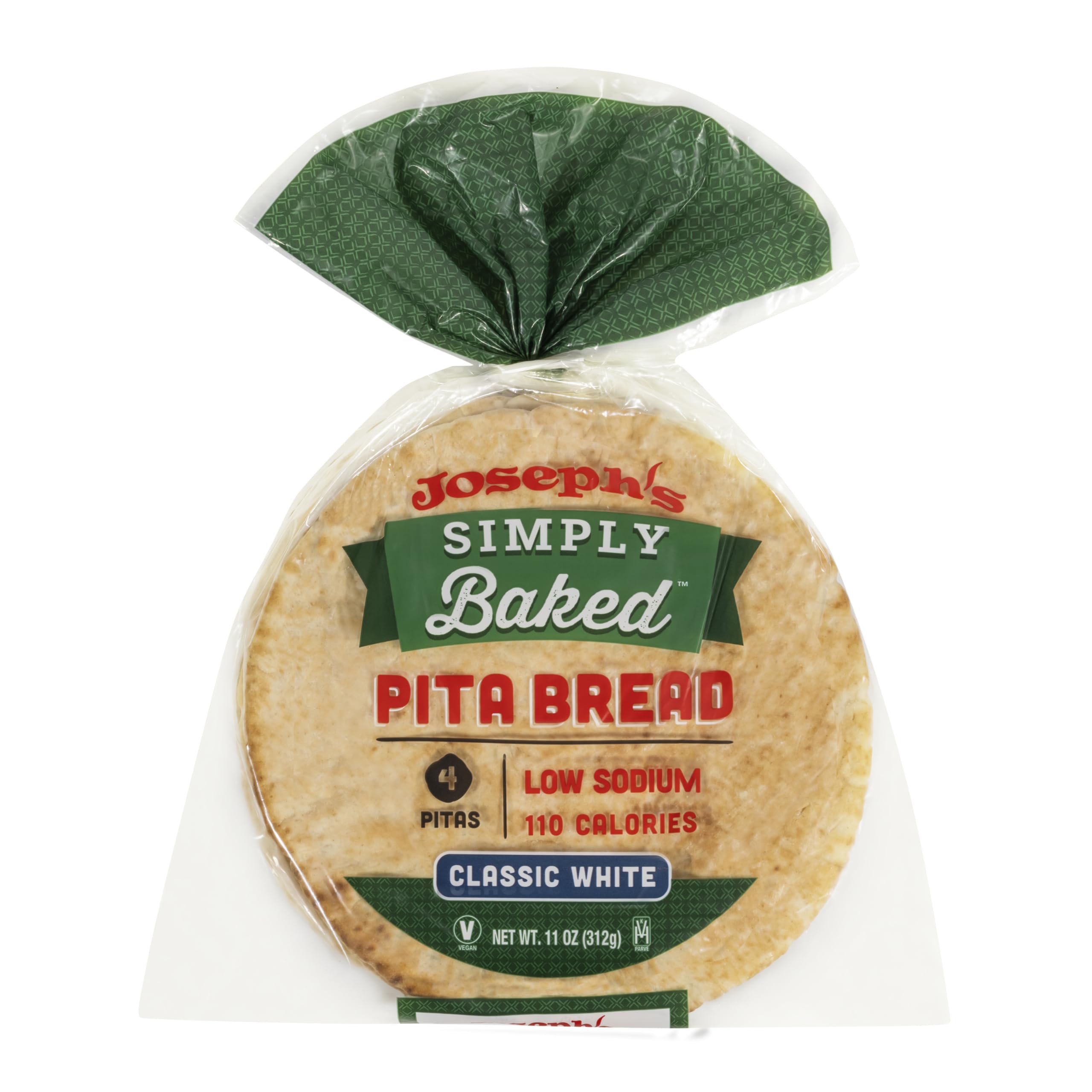 Joseph's Simply Baked Classic White Pita, 1-Pack, Fresh Baked (4 Pitas per Pack, 11oz.)