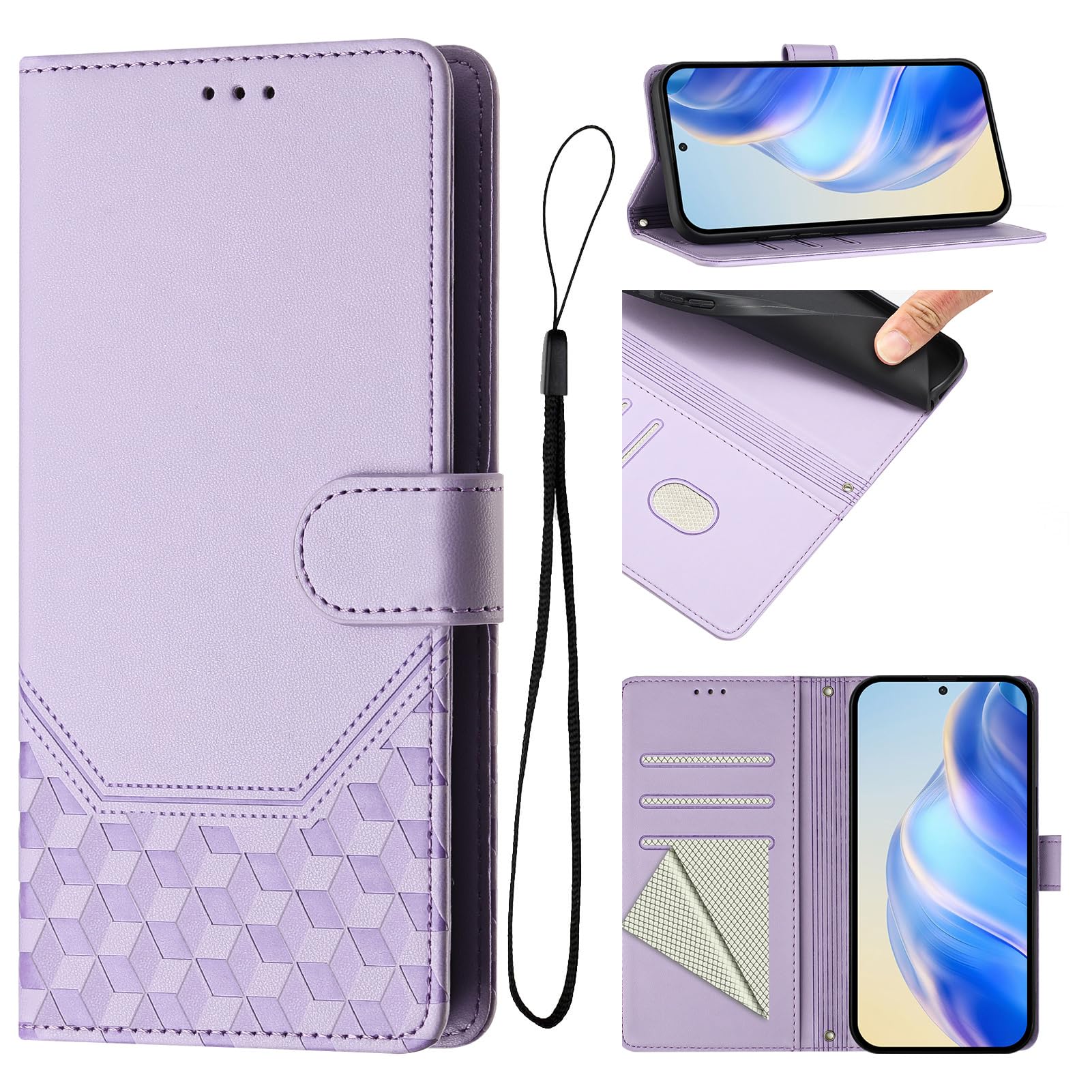 Cover Compatible with OnePlus 12R 5G,Compatible with OnePlus Ace 3 5G PJE110 Magnetic Closure Flip Stand Card Slot Wallet 【Built-in TPU soft shell】 Purple