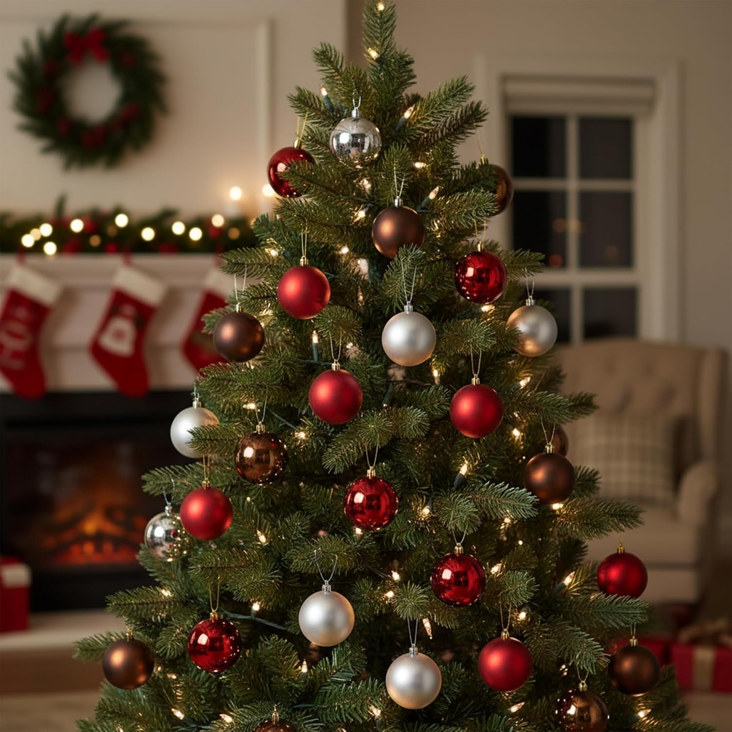 Northlight 32ct Multi-Color Shatterproof 2-Finish Christmas Ball Ornaments 3.25" (80mm)