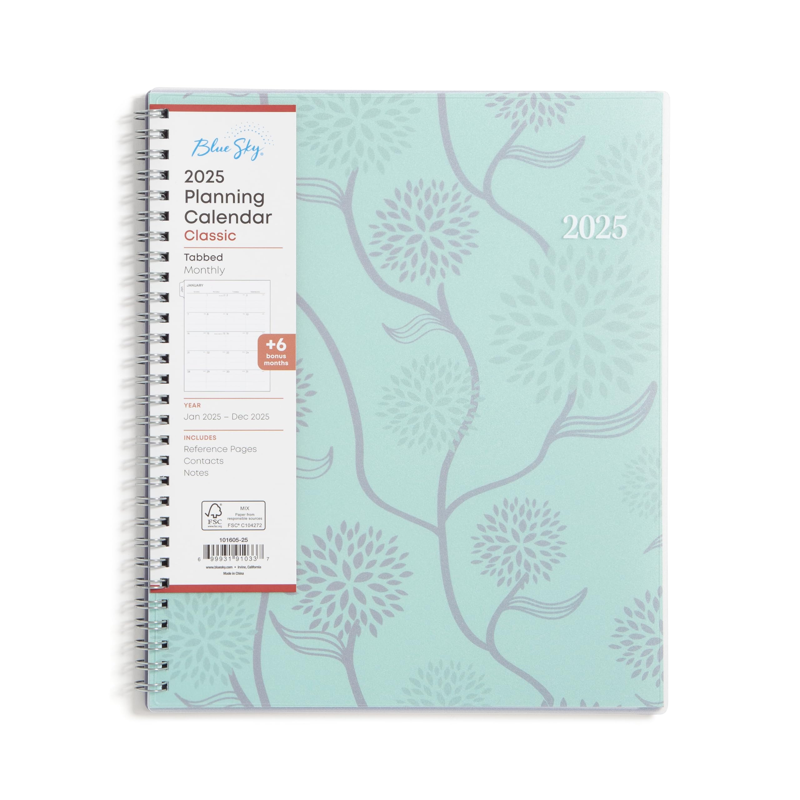 Blue Sky Planning Calendar, Lindley, Monthly Layout, Safety Wirebound (Rue Du Flore- 2025, 8" x 10")