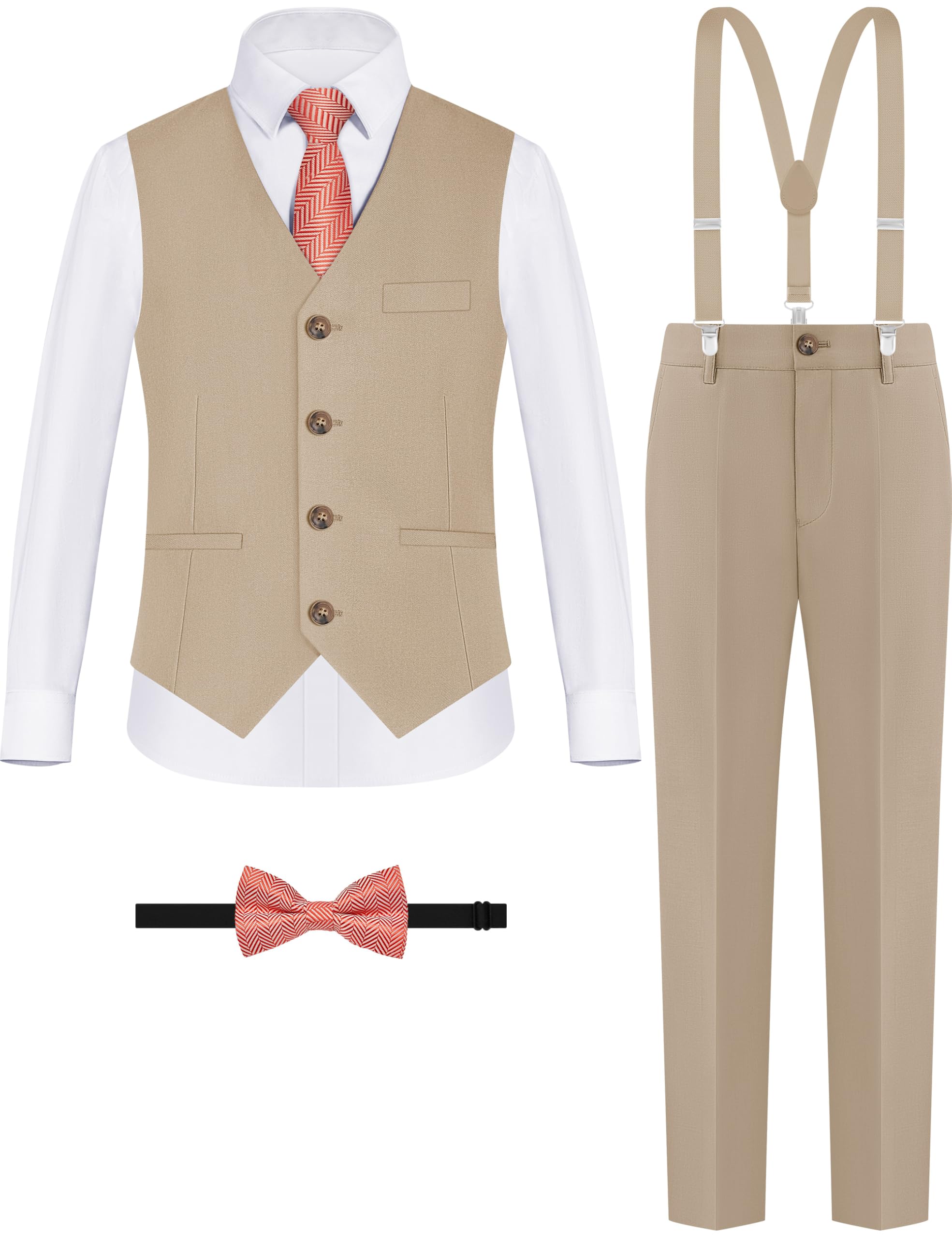 ELPA ELPA Boys' Formal Suit Vest Set with Suspender, Kids Suit for Wedding