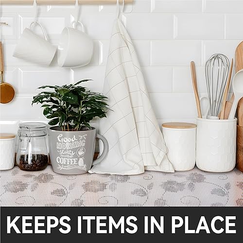 Miniatura 6 de Revestimiento para estantes, revestimientos de refrigerador no adhesivos para estantes, lavable de 12 x 240 pulgadas, forro de vinilo antideslizante