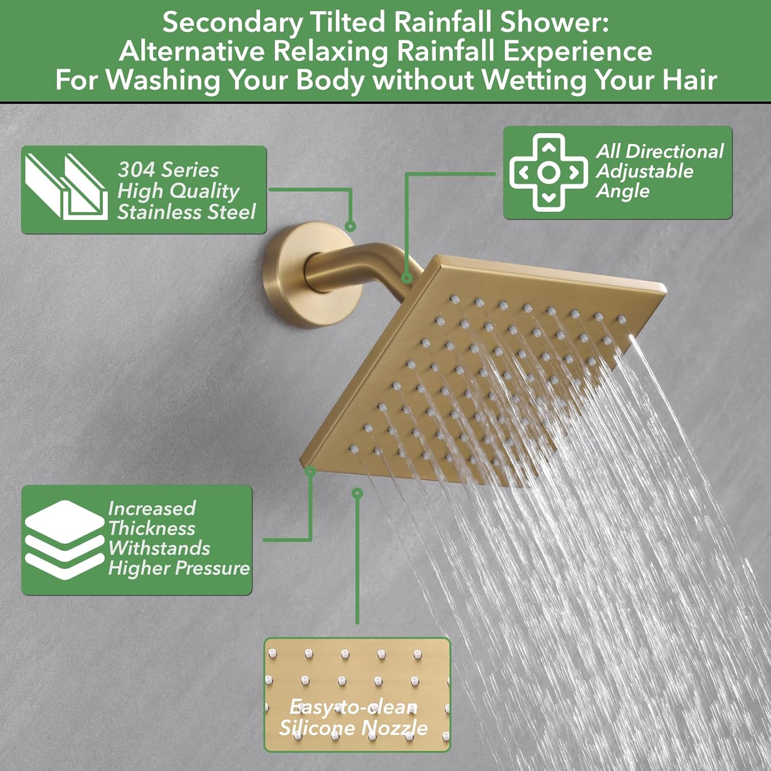 VANFOXLE Shower Faucet Set Brushed Gold Shower System,Push Button Diverter Shower Faucet with 2 in 1 Handheld, Wall Mount Increased Thickness 10 Inch Shower Head with 6 Inch Shower Head - Image 2