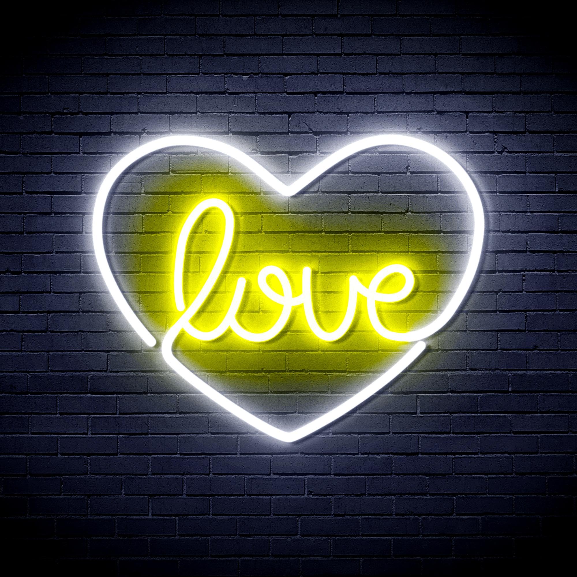 ADVPRO Love in The Heart Flex Silicone LED Neon Sign - White & Yellow - st16s44-fnu0049-wy — image 1