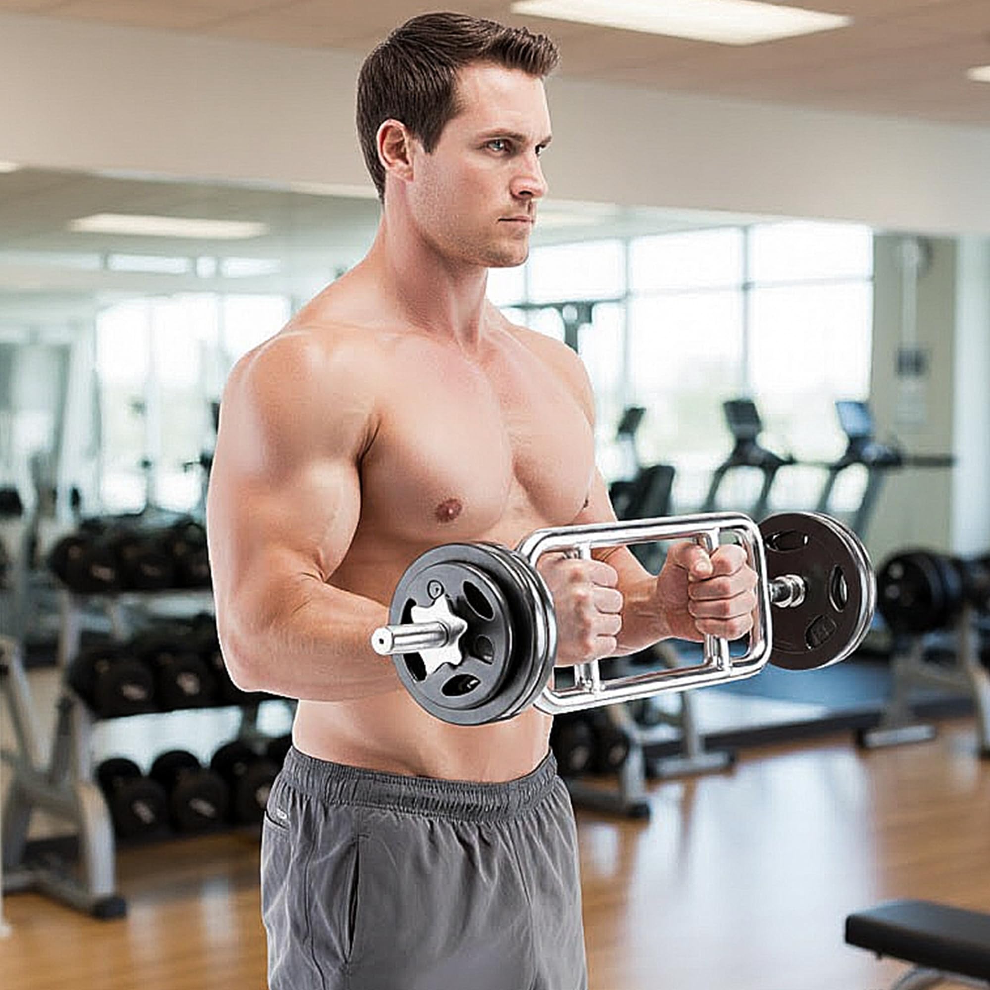 uyoyous Barre D'haltère Circulaire 25 mm Barre à Triceps de Soulevé de Terre Barres de Musculation Olympique avec Poids pour Salle de Sport Entraînement à Domicile