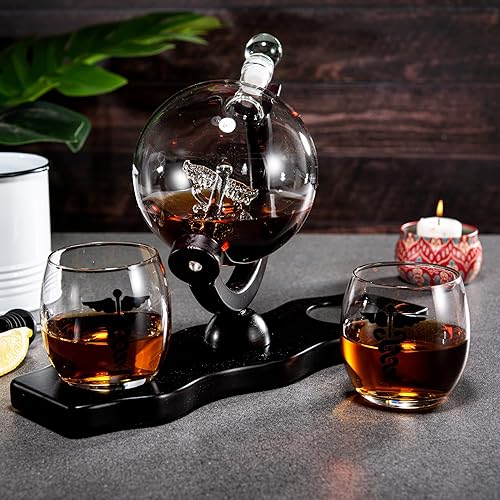 Miniatura 5 de Doctors Dr. & Healthcare Worker Gifts Men & Women - Decantador de vino y whisky con símbolo caduceo - Día del Padre - 25.4 fl oz Idea de regalo para