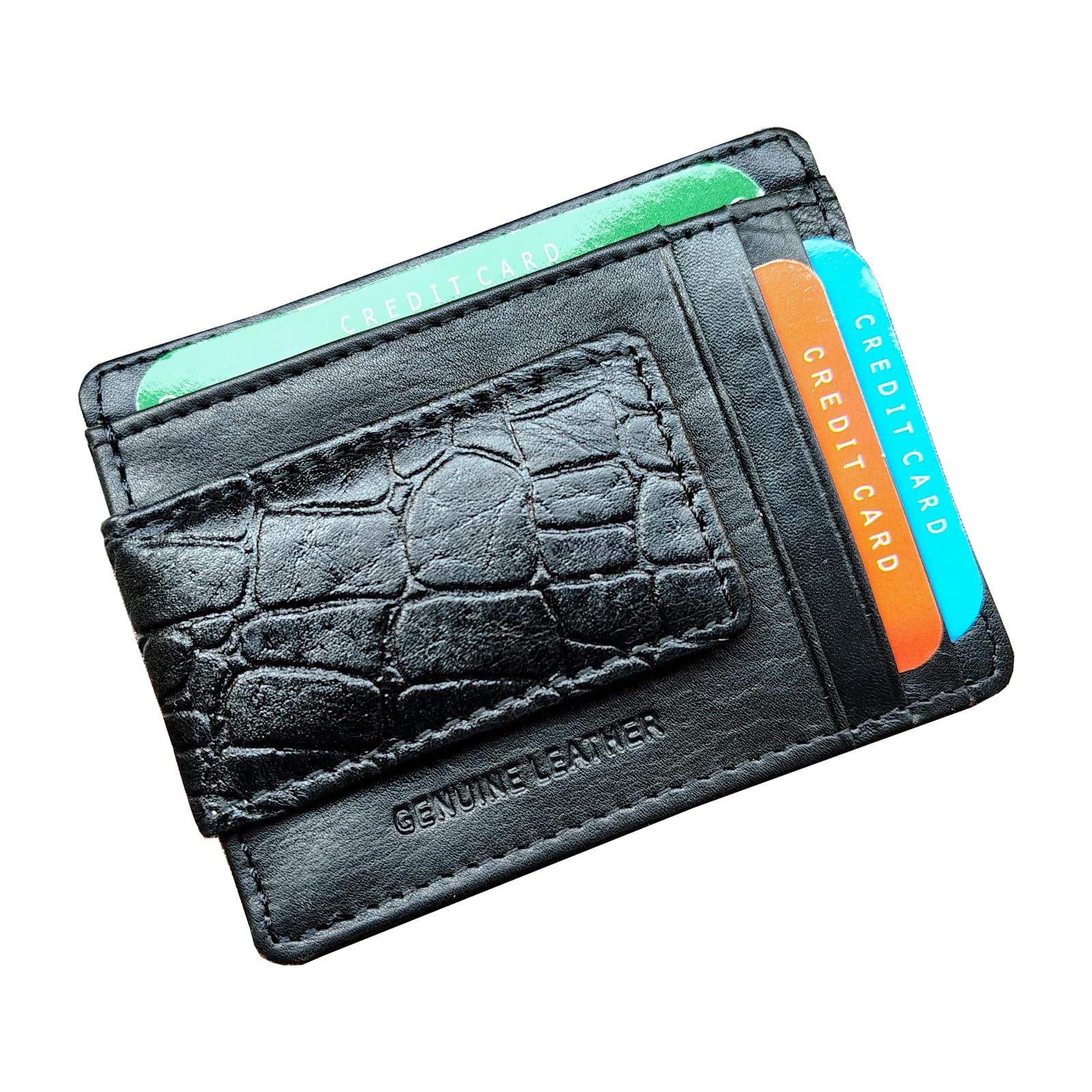 Slim Minimalist Wallet for Men with Magnetic Money Clip, Leather Wallet, Credit Card Holder