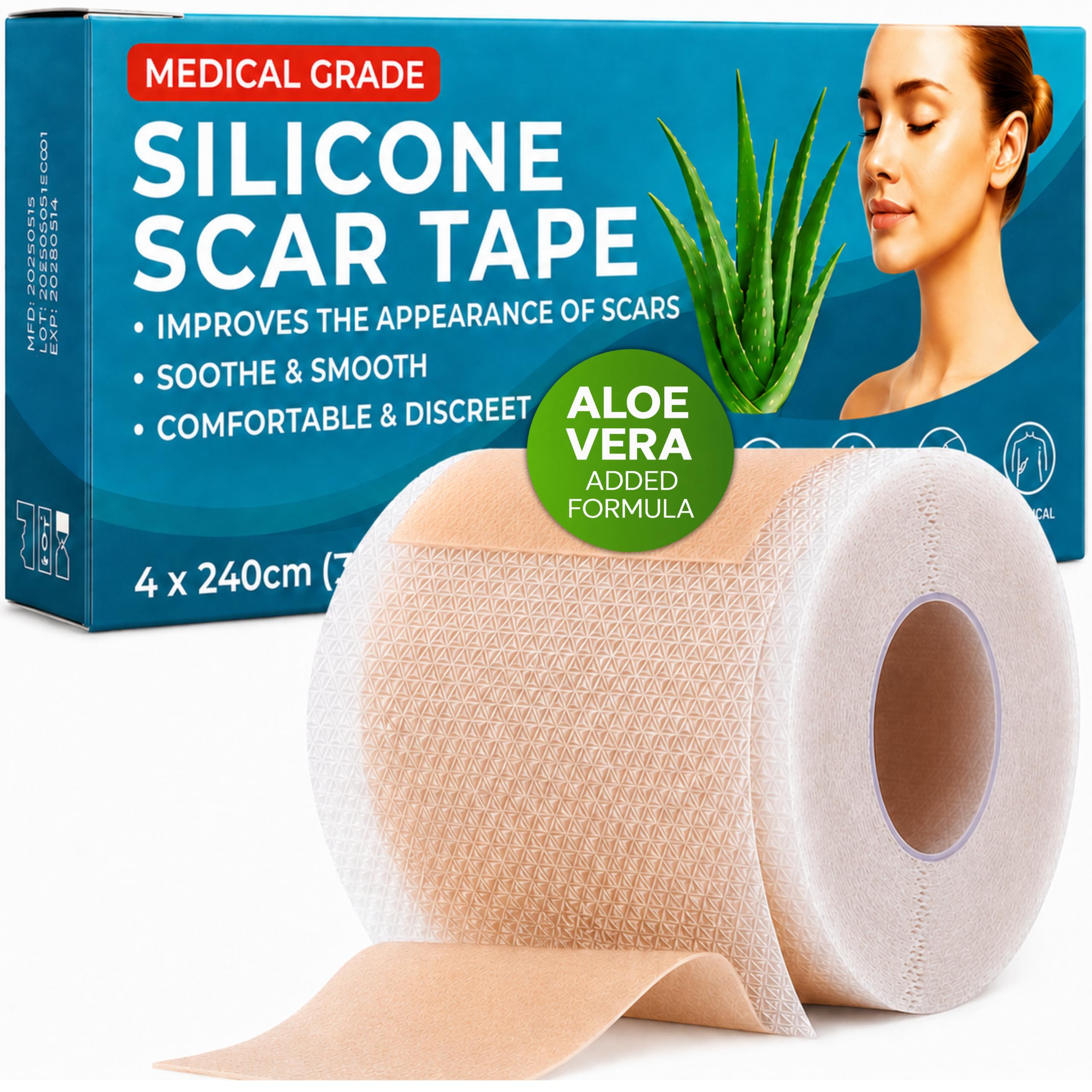 TargetControl Silicone Scar Tape & Scar Sheets for Surgical Scars, 2.4M
