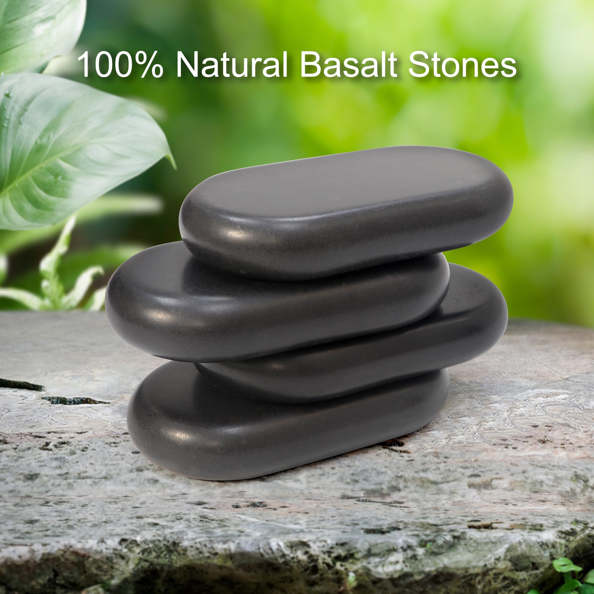 Master Massage Groß Ovular Basalt Hot Stone Set XXXL Massagesteine 15x8,6x2,7cm 4er Pack 100% Naturstein