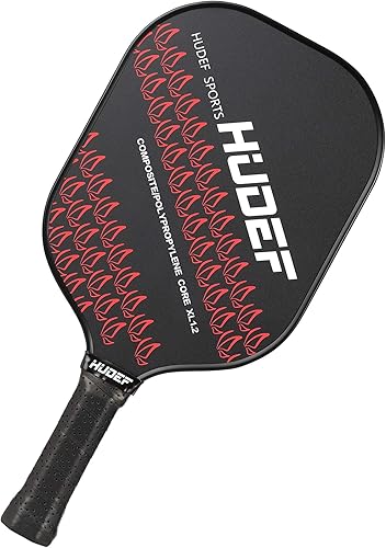 HUDEF Paleta de Pickleball,Pickleball raquetas de fibra compuesta ligera de cara ancha Pickleball paleta raqueta,Cojín de núcleo de nido de abeja