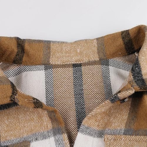 Miniatura 6 de Camisas a cuadros para mujer, chaqueta casual de manga larga con solapa y botones, camisas con bolsillo