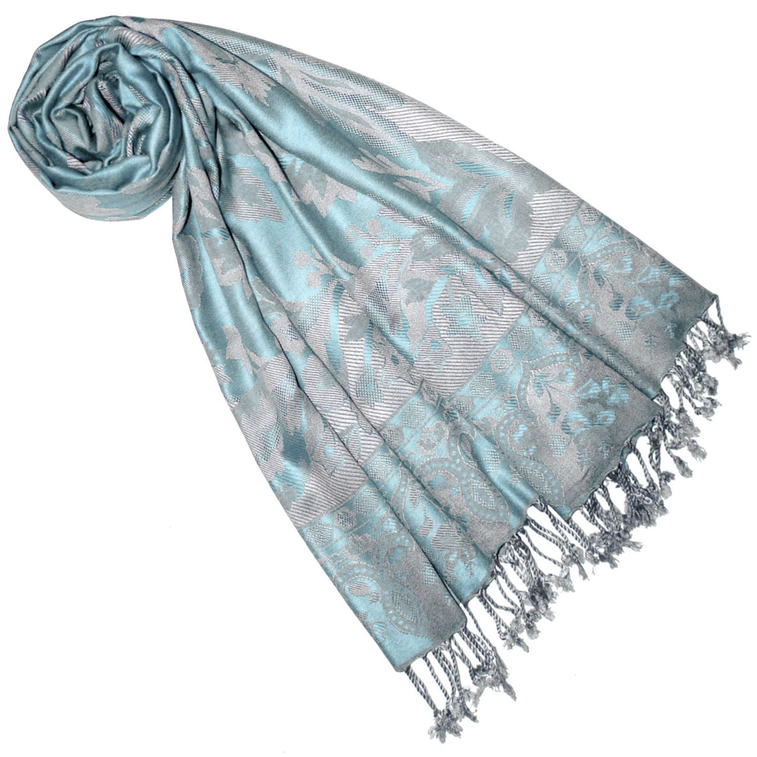 Écharpe En Soie 100% Lorenzo Cana - Motif Cachemire, 35x160 Cm, Gris Argenté - Accessoire Luxe Femme