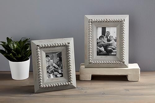 Miniatura 3 de Mud Pie Marcos de cuentas grises, grandes, 12 x 10 pulgadas