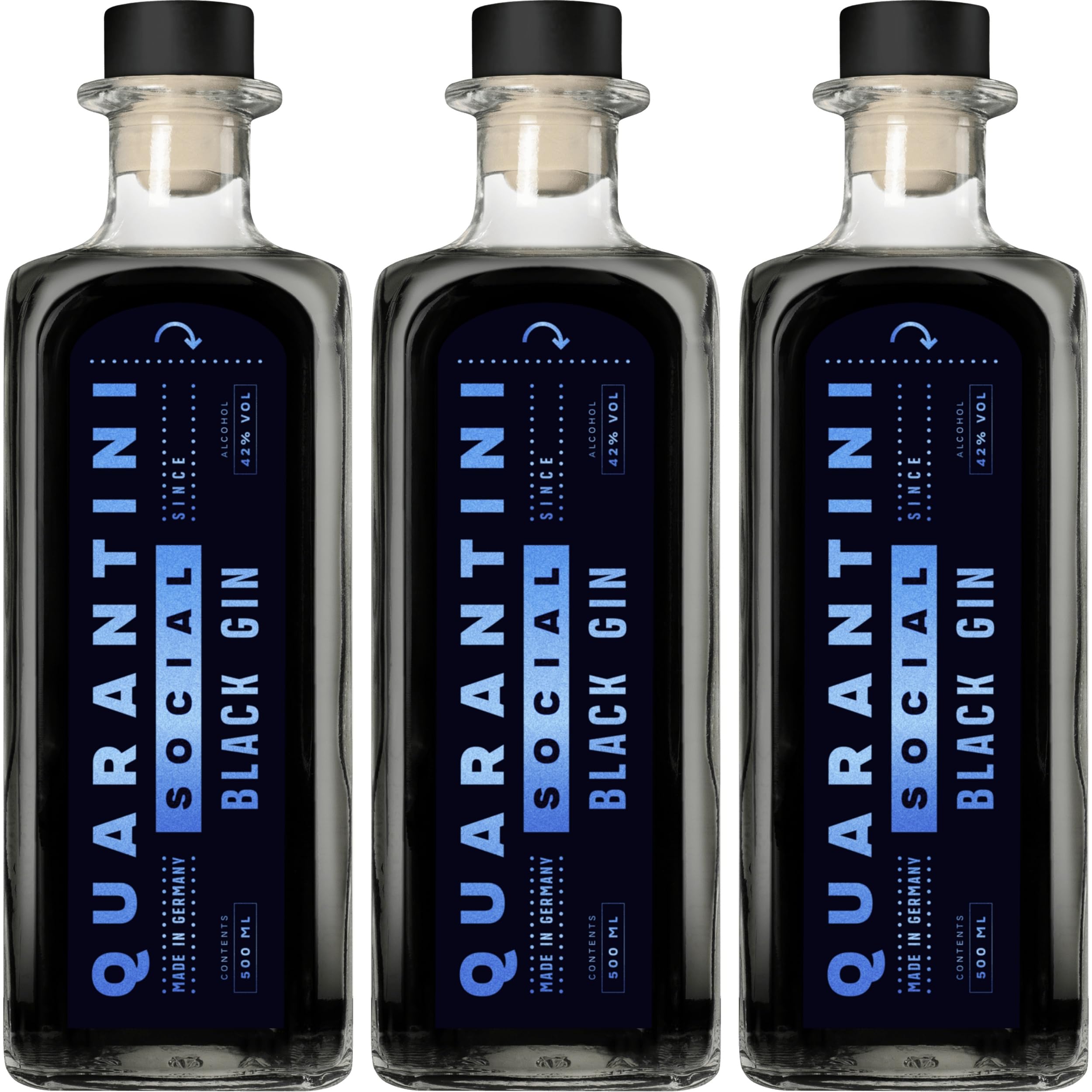 Quarantini Black Gin VEGAN Deutschland inkl. FeinWert E-Book (3 x 0.5 l)