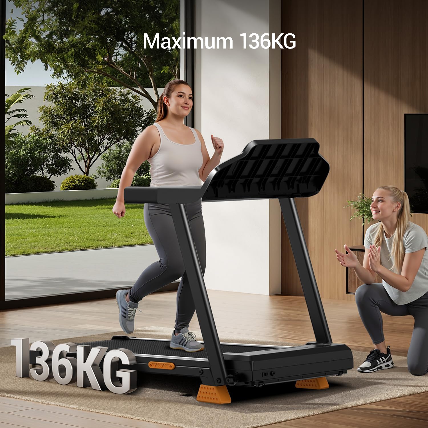 UMAY Tapis Roulant Salvaspazio con Inclinazione 15%, Tapis Roulant Elettrico 12KM/H, Tapirulan Pieghevole da Casa con Motore da 3.0 HP e Display LED, Carico Massimo 136KG