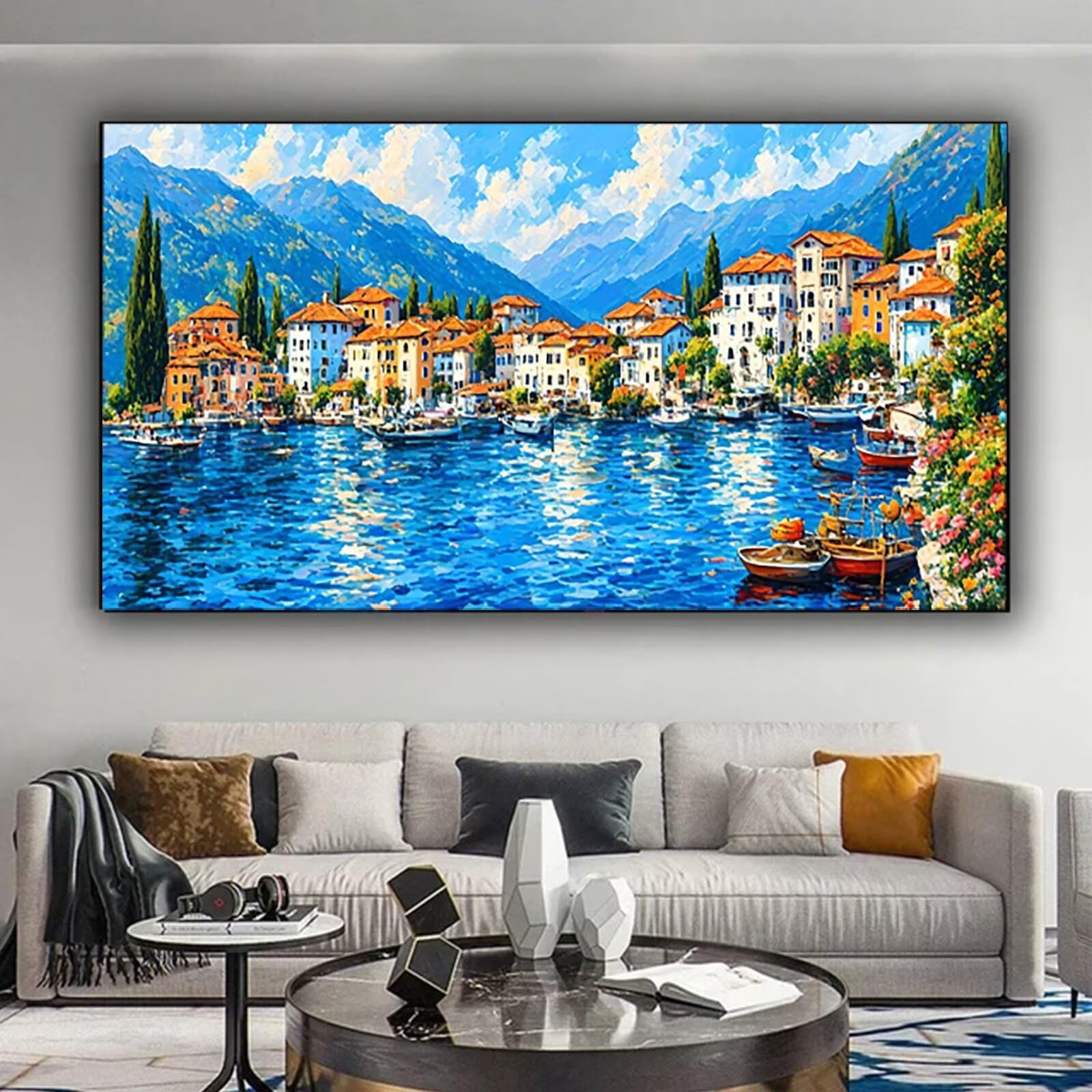 Malen nach Zahlen Kinder Berg, Geschenke für Mädchen Junge, Bastelset Kinder, Malen nach Zahlen Blume | Malen nach Zahlen Ohne Rahmen, für Home Wand Dekor Geschenk (60x120cm) Bastelset Erwachsene O-0