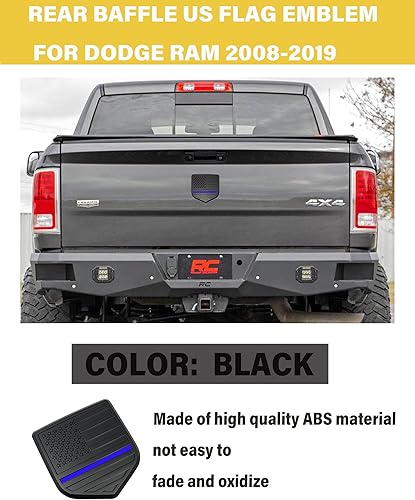 Miniatura 3 de Fit RAM - Emblema de la bandera estadounidense para portón trasero y trasero, ABS compatible con Dodge RAM 1500 2500 3500 2009-2018 (línea azul)
