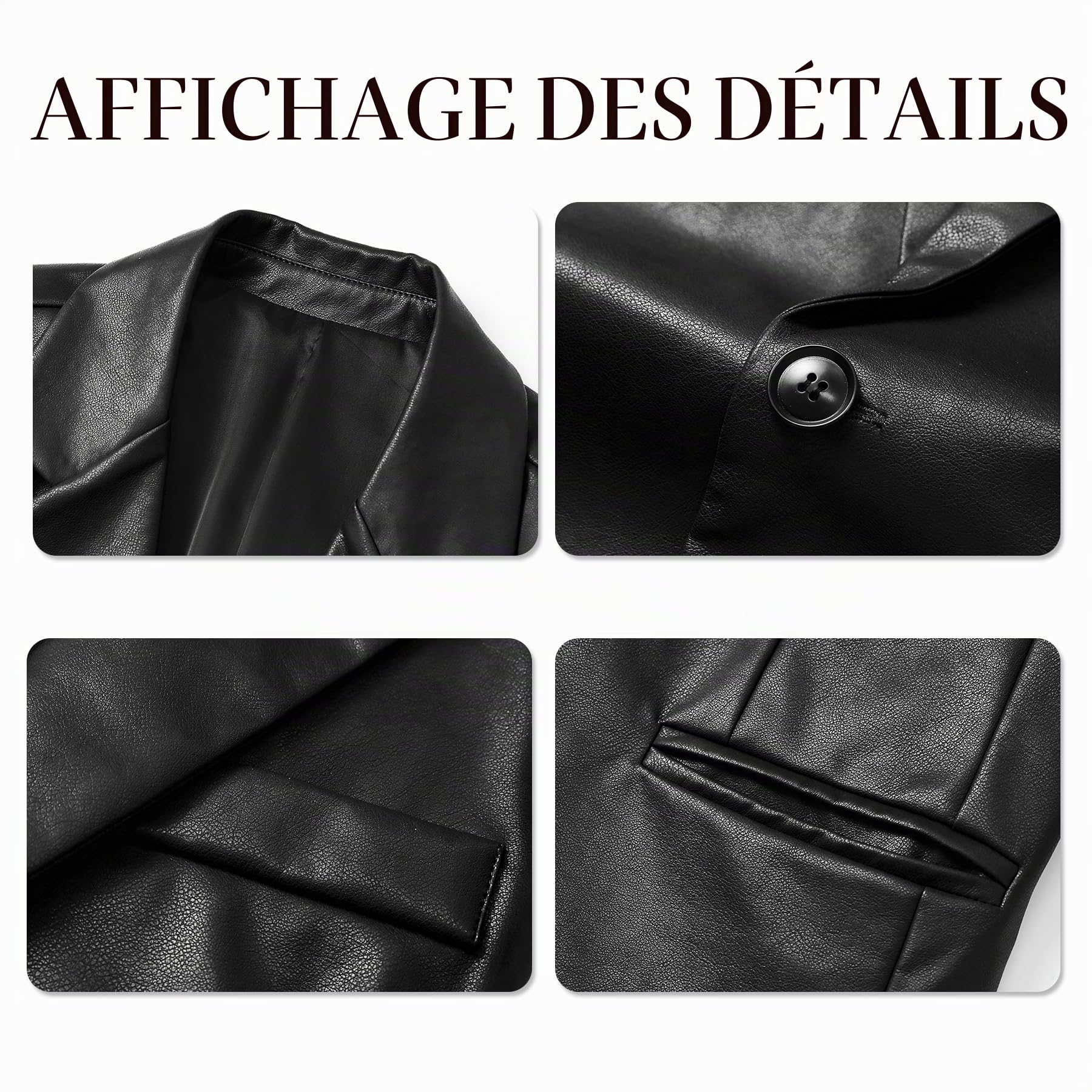 YFFUSHI Blazer Homme en Cuir Veste en Similicuir Slim Fit Vintage Soirée