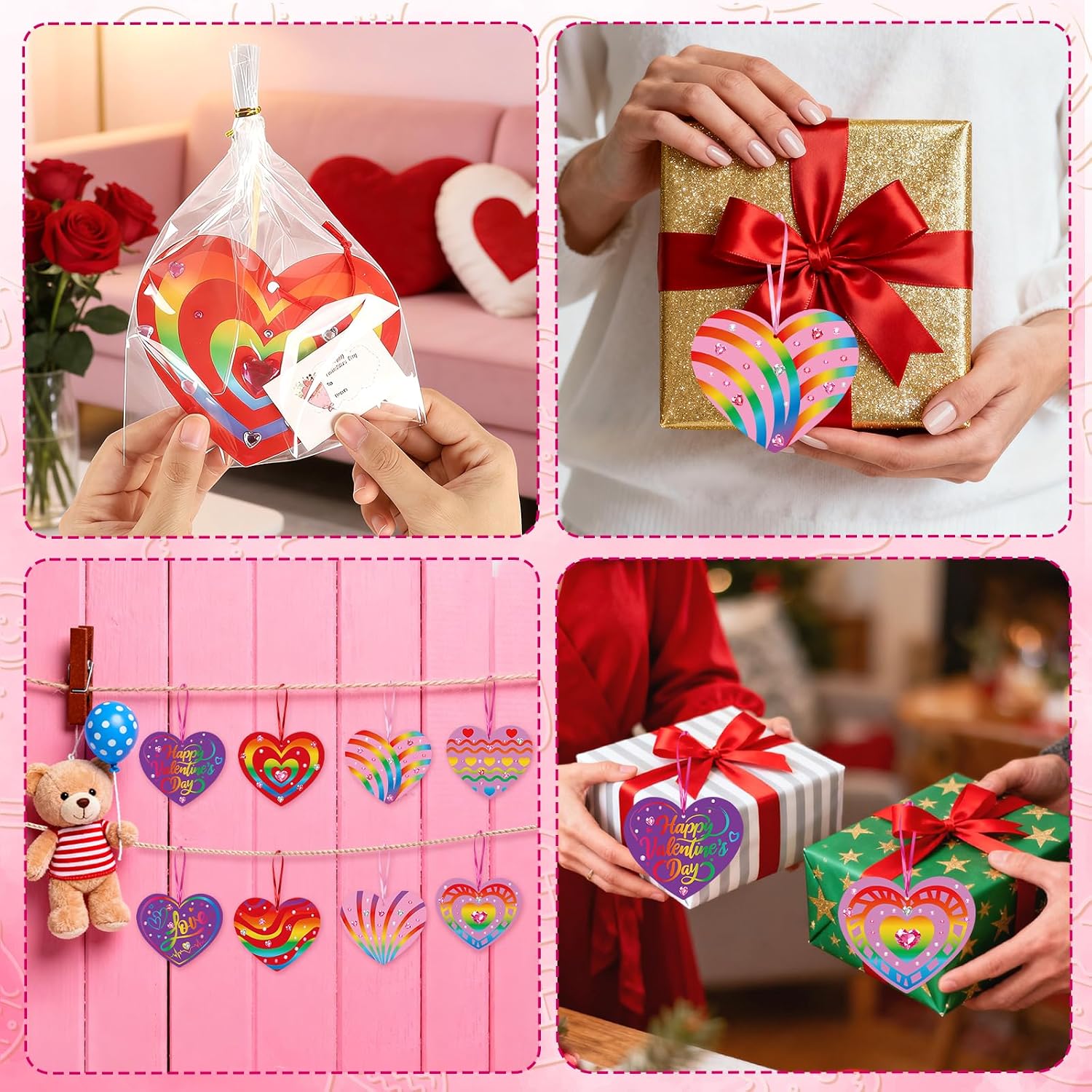 Colorful Magic Color Scratch Valentine Scratch Art Hearts Ornaments Decorations Valentines Day Crafts for Kids Classroom Activities Gifts Exchange Party Favors Games