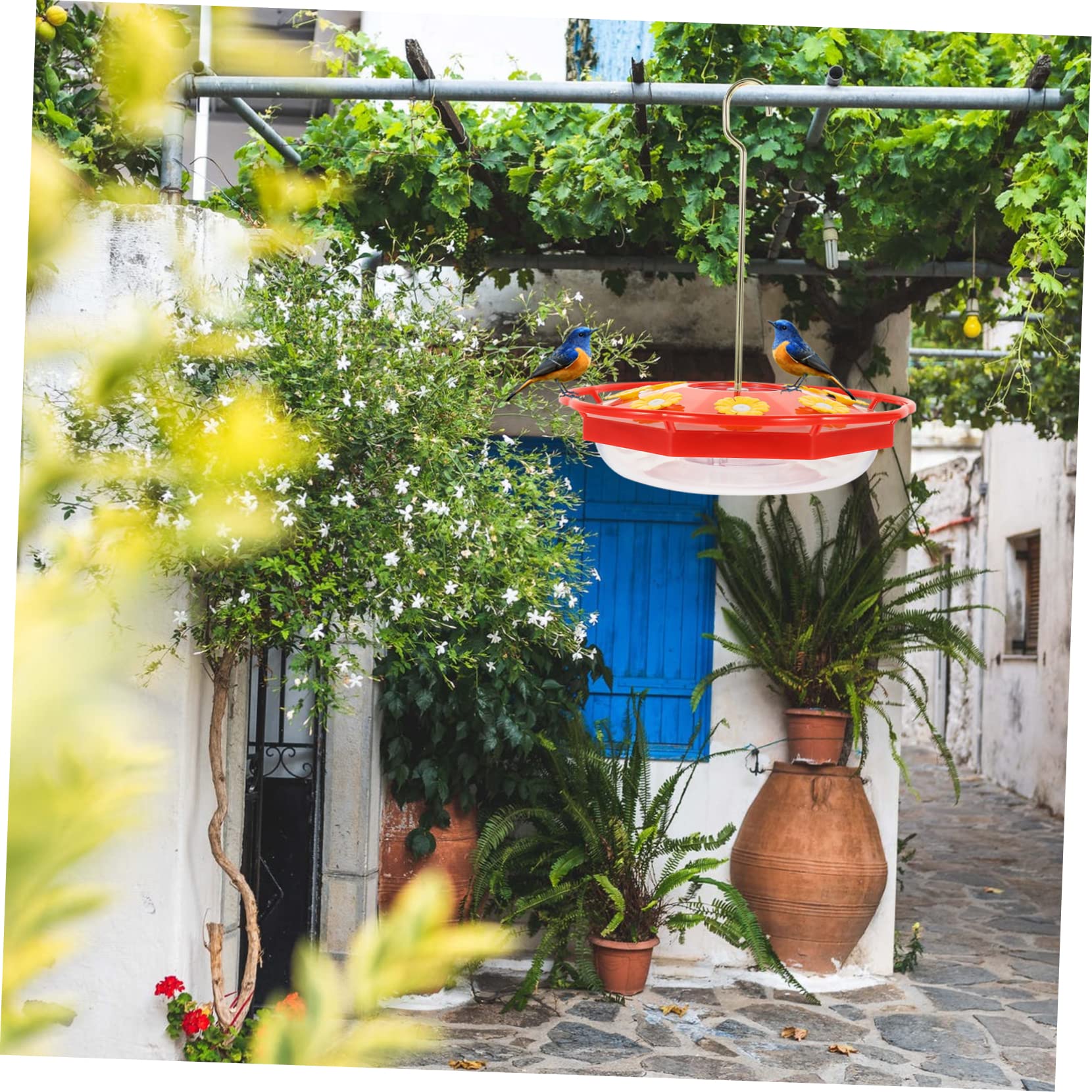 Yardwe 5 Pz Mangiatoia Per Uccelli Rintocchi Colibrì Vassoio Di Servizio Decorativo Distributore Stazione Di Alimentazione Degli Uccelli Contenitore Per L'acqua Fontana Plastica Rosso