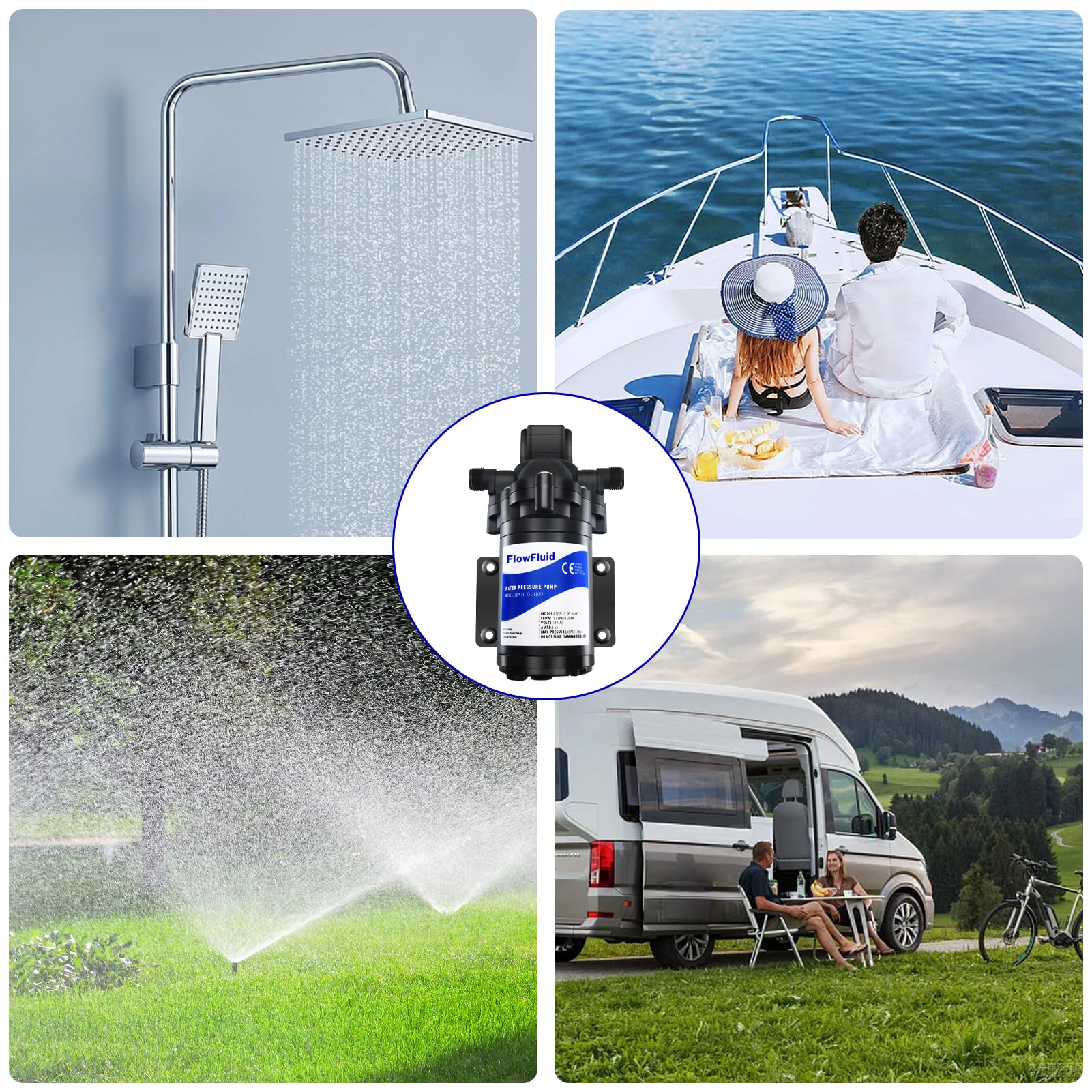 Wzmacniacz ciśnienia wody samozasysająca pompa transferowa 45PSI 4GPM RV pompa membranowa 12 V z filtrem do transferu cieczy do nawadniania łodzi morskich zraszacz kran