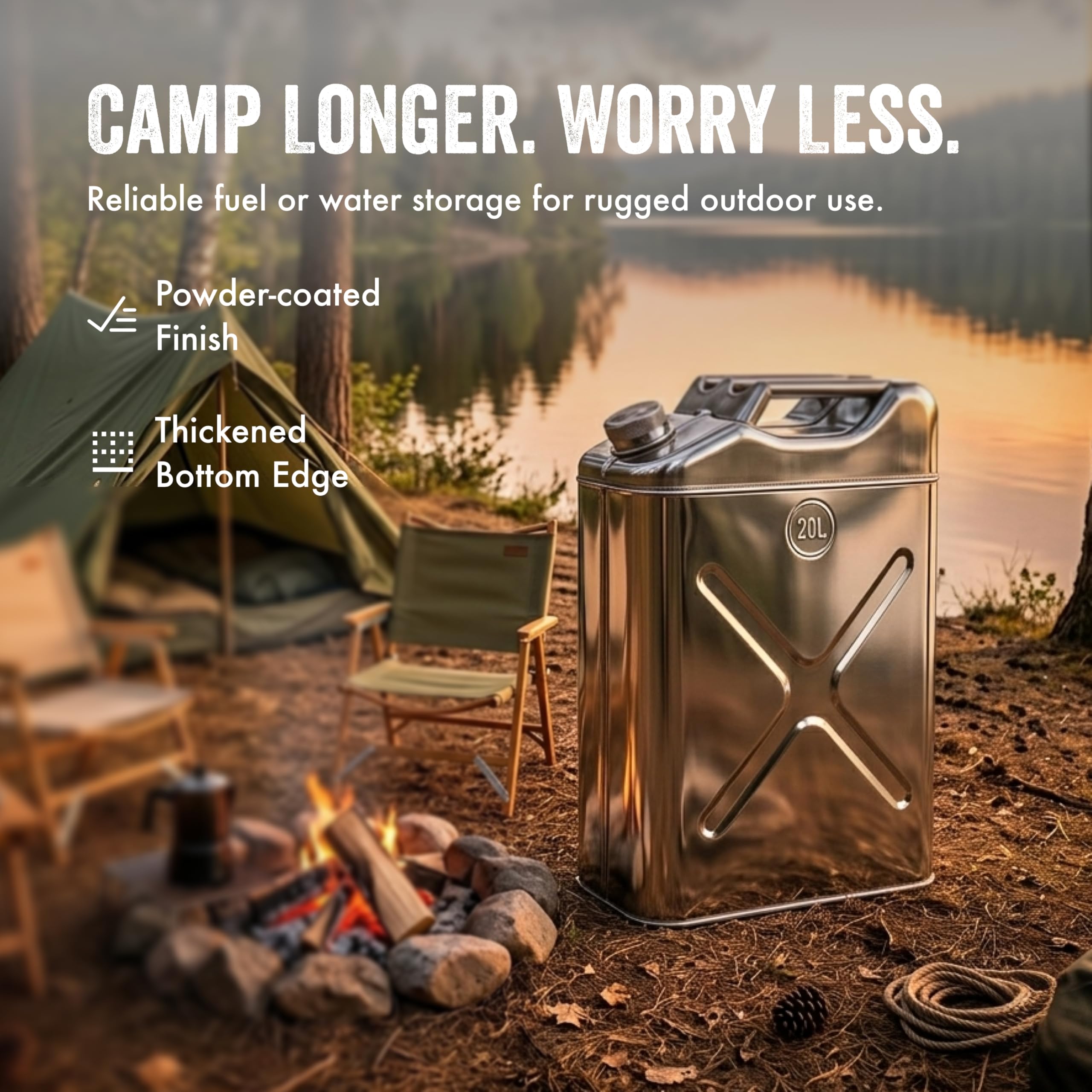 SAFECASTLE Kanister aus 304 Edelstahl, quadratisch, 20 l, robuster Lebensmittelqualität für Wasser und Öl, Vorratsbehälter (16,5 cm B x 33 cm H) für Camping, Küche, Restaurants und Notfallvorsorge