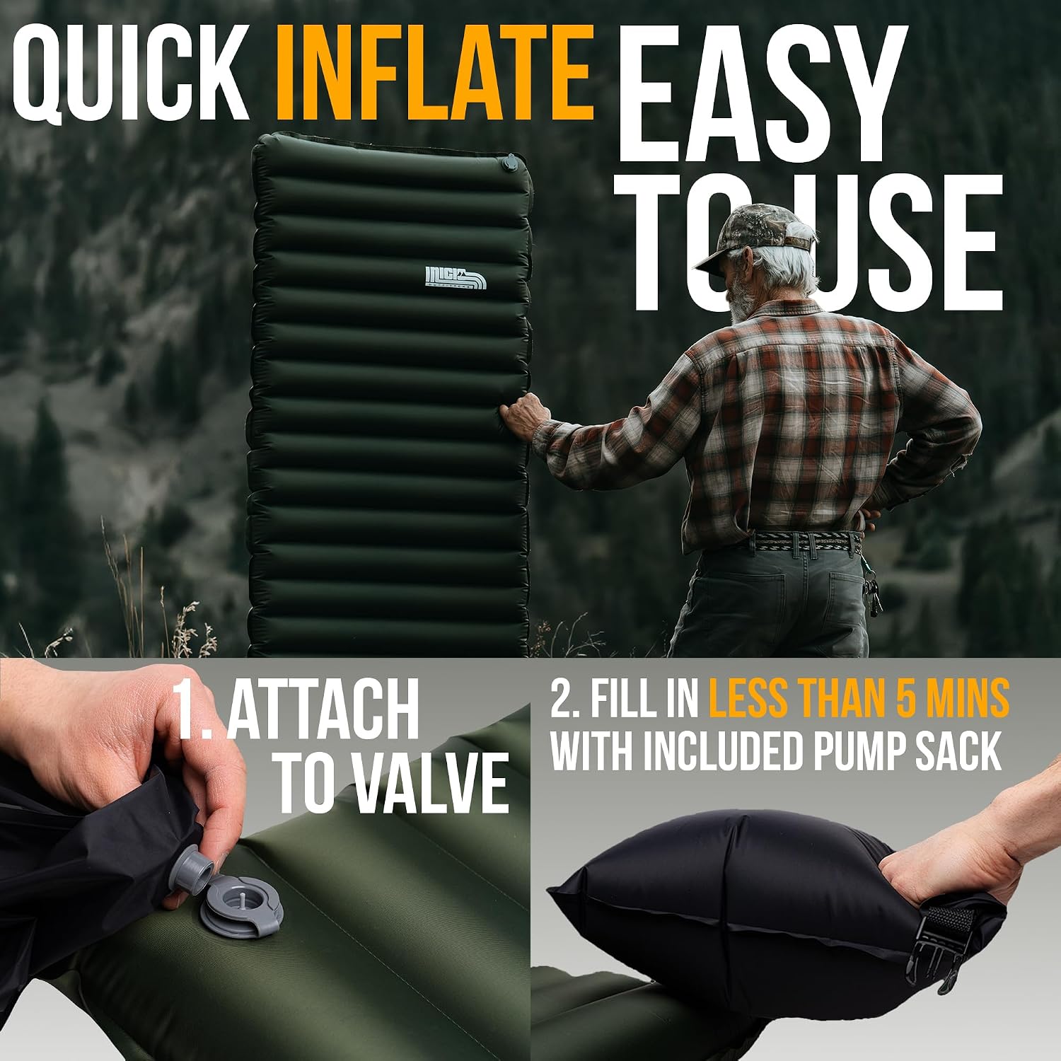Ultralight Camping Sleeping Pad, Sleeping Mat for Backpacking, Rugged Camping Mat, Inflatable Mattress, Inflation Pump Sack & Repair Kit Included