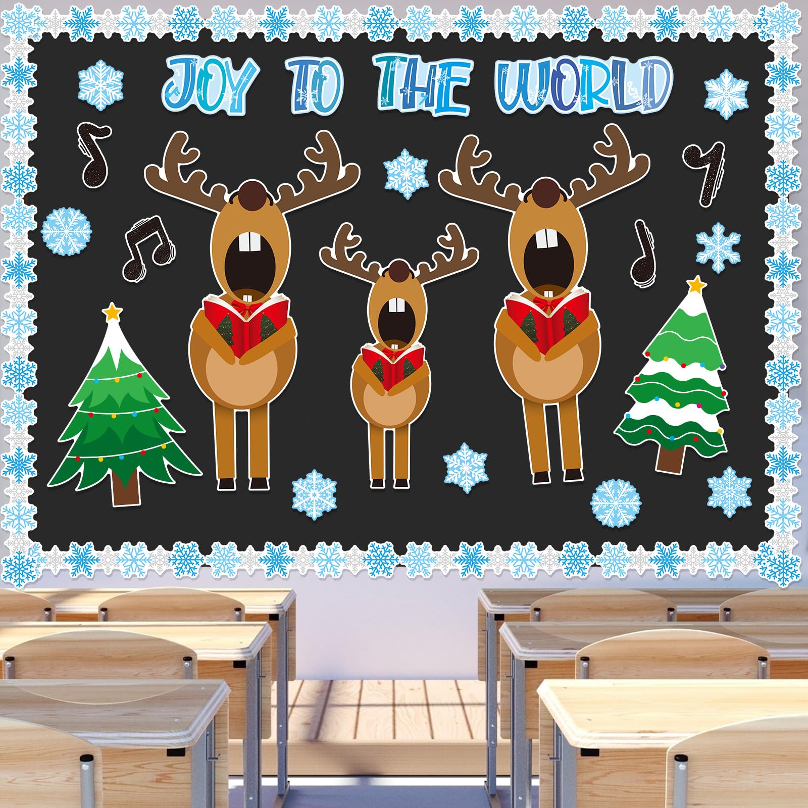 Snapklik.com : 62 Pcs Christmas Bulletin Board Decoration Christmas  Reindeer Music Classroom Bulletin Board Sets Joy To The World Snowflakes  Paper Cutouts For Xmas Party Supplies School Winter Holiday Decor, image size:1600x1600
