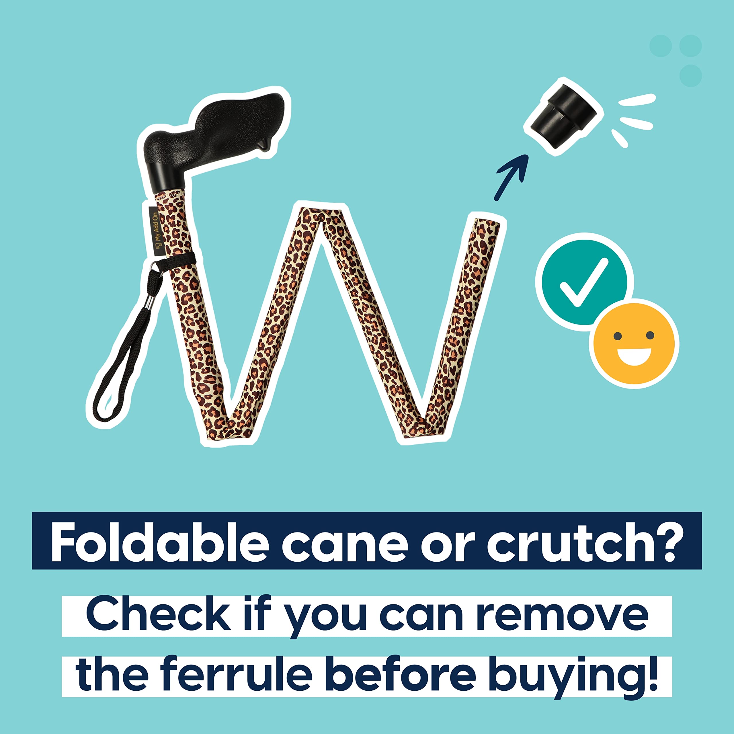 myCover - 1 Piece - Trendy Cover for Crutches and Canes, fits All Crutches and Walking Sticks, Elastic Fabric, Washable (Animals)