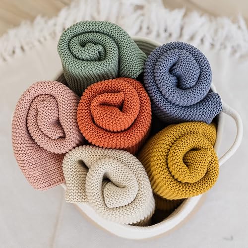 Miniatura 8 de Natemia Manta de punto para bebé, algodón orgánico ultra suave de 30 x 40 pulgadas, manta para cochecito y siesta para niños pequeños