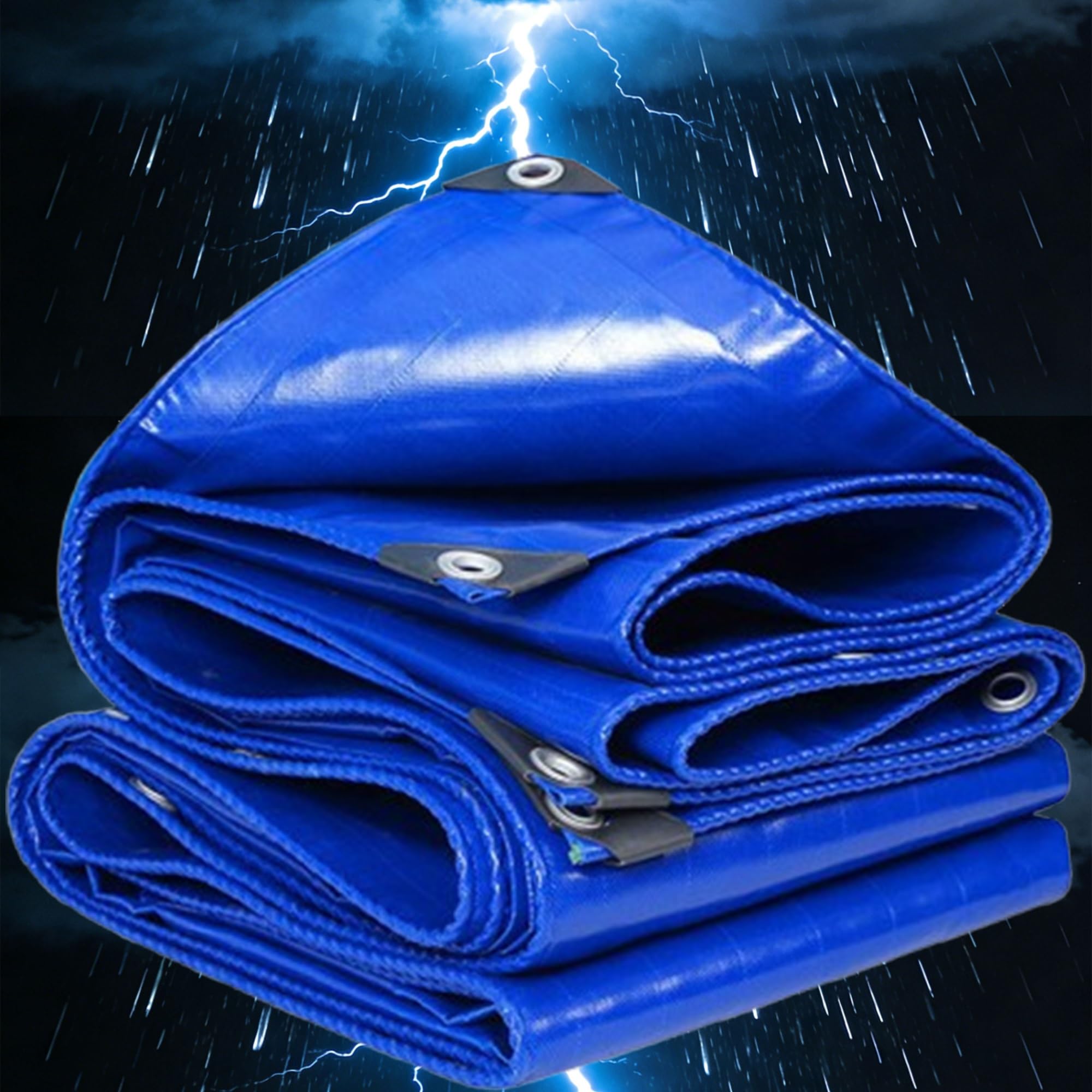 Bâche imperméable 0,5x0,5 m bleue en tissu indéchirable avec œillets