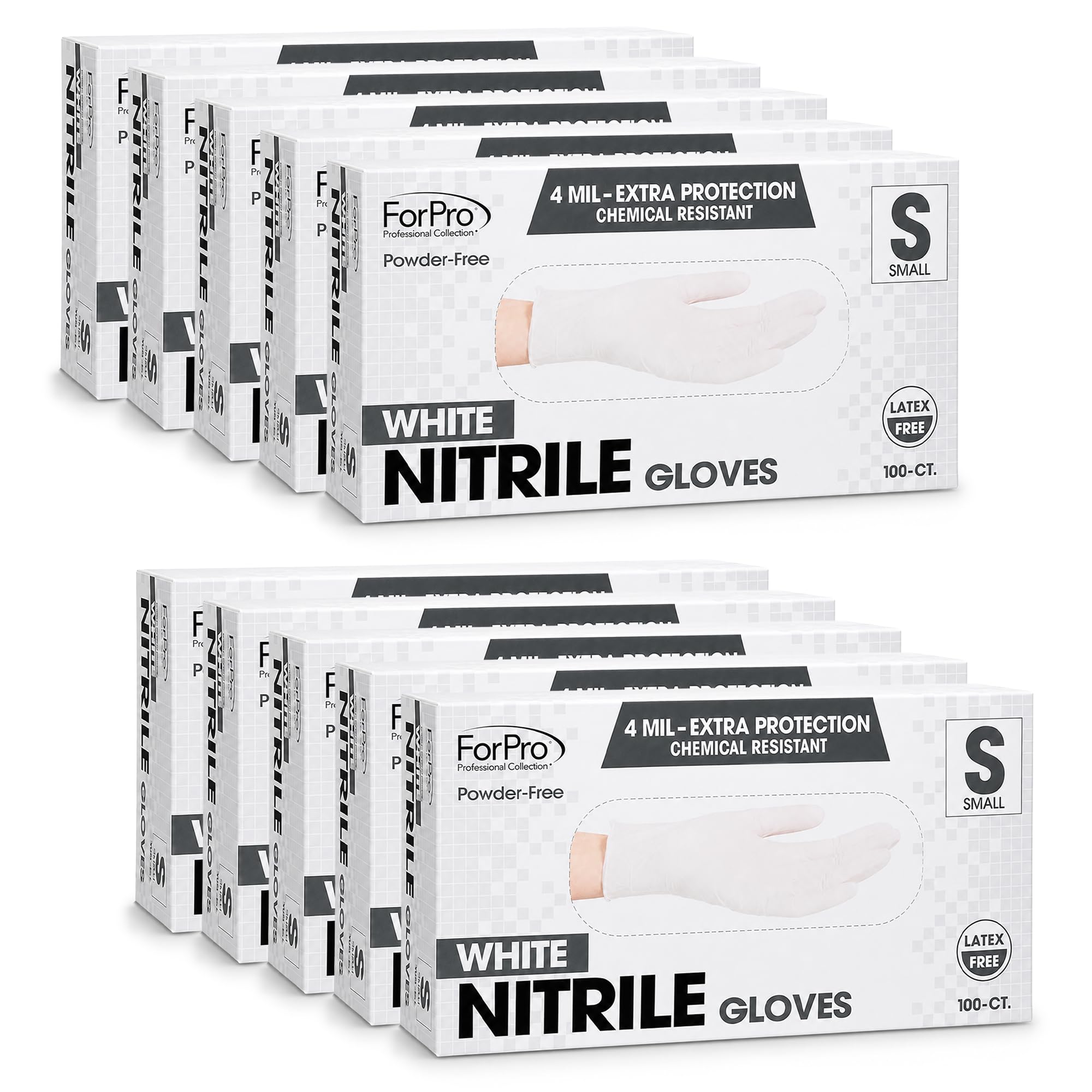 ForPro Disposable Nitrile Gloves, Chemical Resistant, Powder-Free, Latex-Free, Non-Sterile, Food Safe, 4 Mil