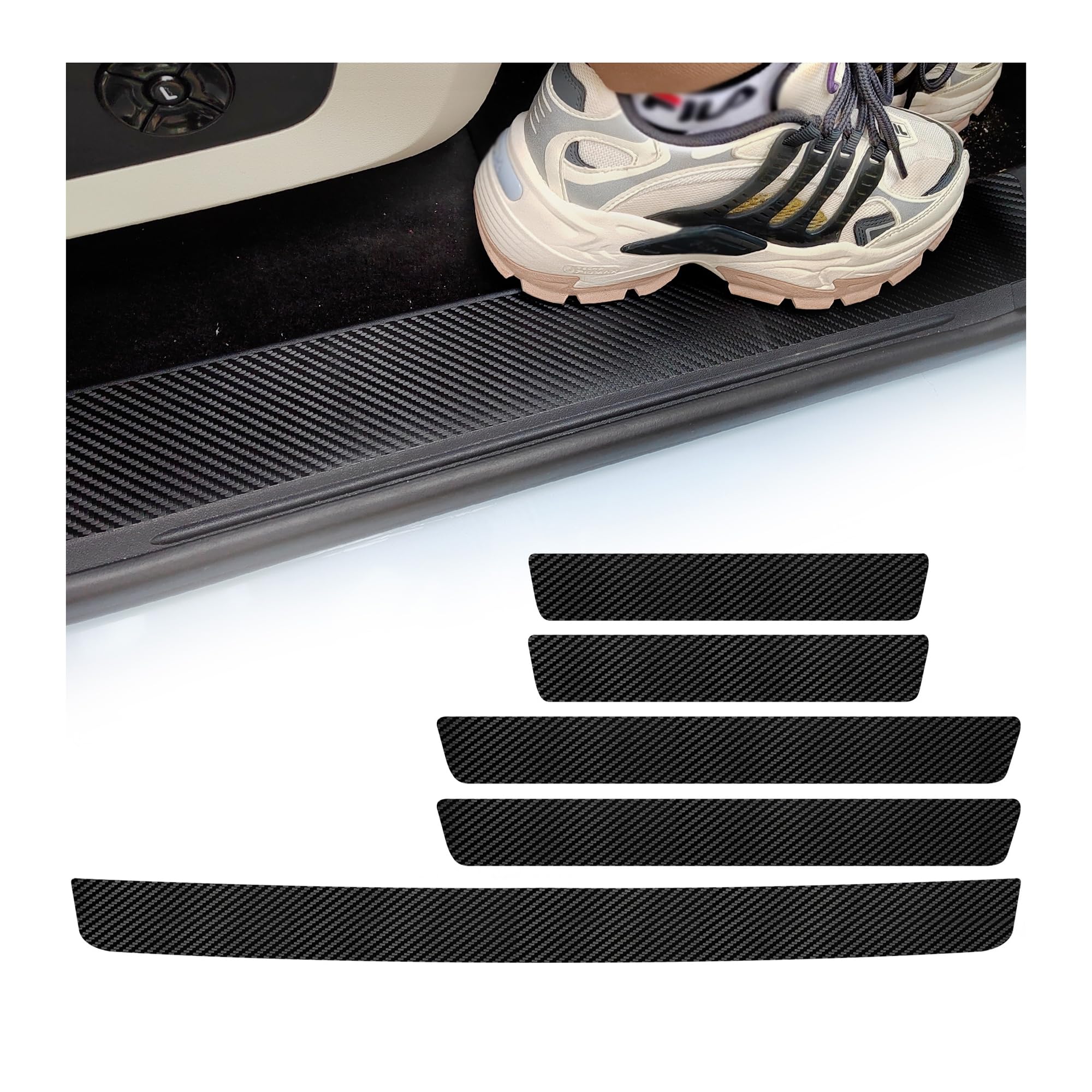 Car Door Edge Guards Carbon Fiber Car Door Sills Profector Stickers Anti-Scratch and Waterproof Bumper Decoration for Cars Door Entry Guard Fit for Car/SUV/Truck (Carbon fiber-5Pcs)