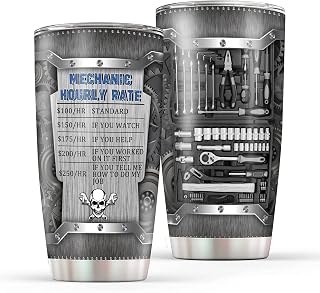 CGMIBAS Mechanic Gifts for Men Dad Son Husband 20 Oz Mechanic Hourly Rate Tool Coffee Tumbler Cool Mechanical Engineering Gifts Insulated Travel Mugs Fathers Day Birthday Present for Mechanic Men
