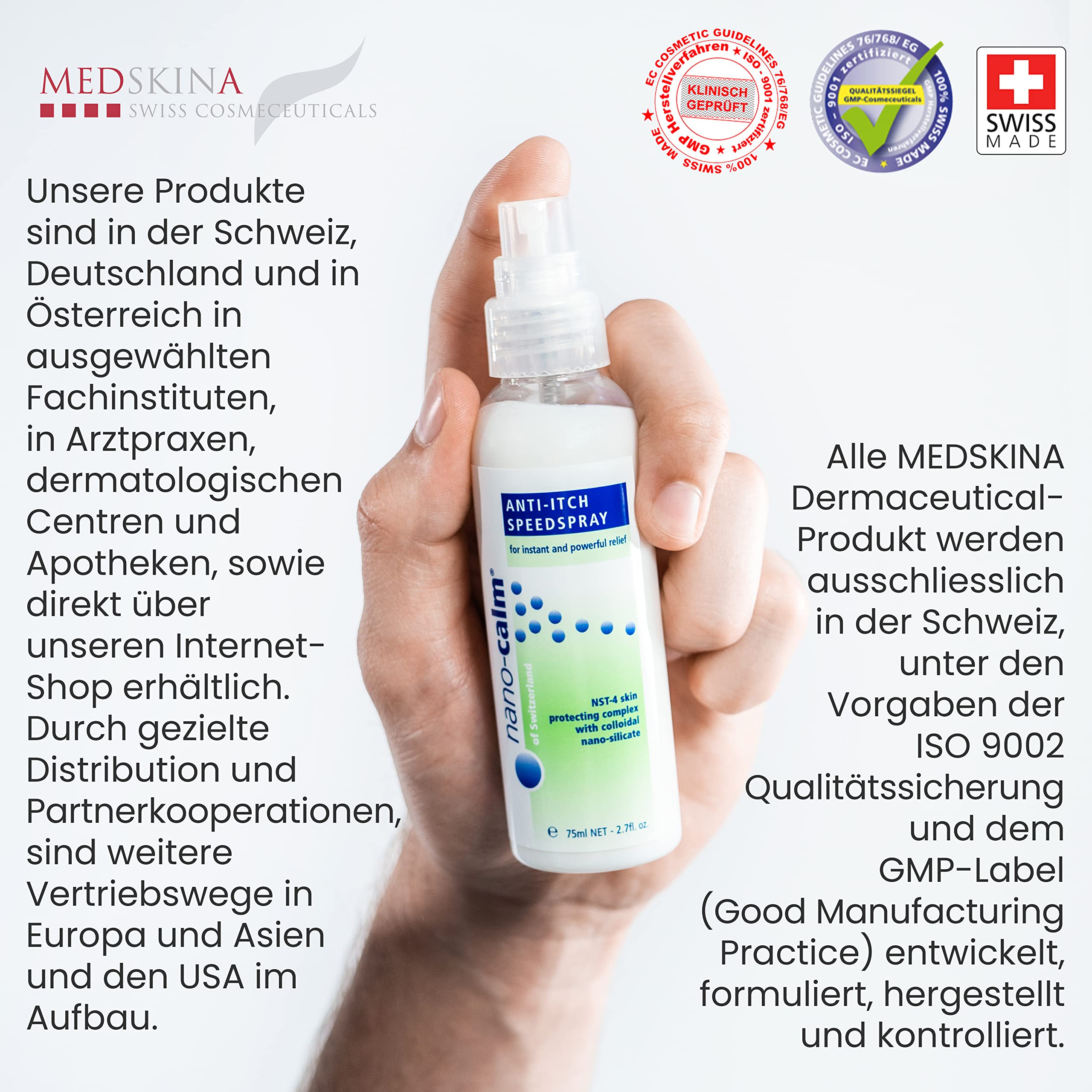 Medskina Neurodermitis Spray 75 ml - Hilfe bei Psoriasis Schuppenflechte und trockener Haut - Spray gegen Hautpilz und Juckreiz - Wundspray schnelle Wundheilung - MADE IN SWISS