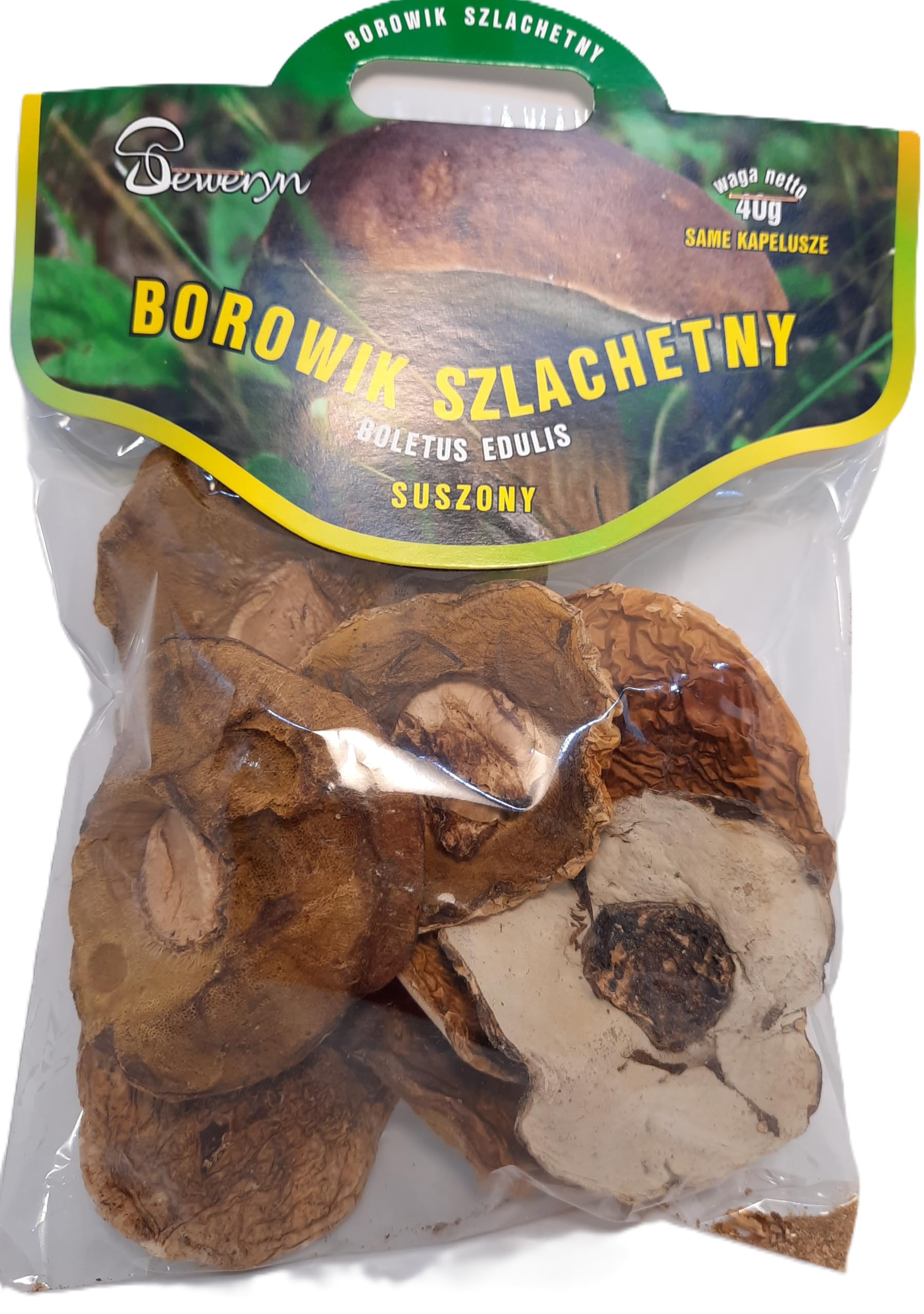 Seweryn Dried Mushrooms Porcini Borowik Szlashetny Whole Caps 1.41 oz / 40 g Handpicked from Wild Forests, Air-Dried Mushrooms, Ideal for Cooking and