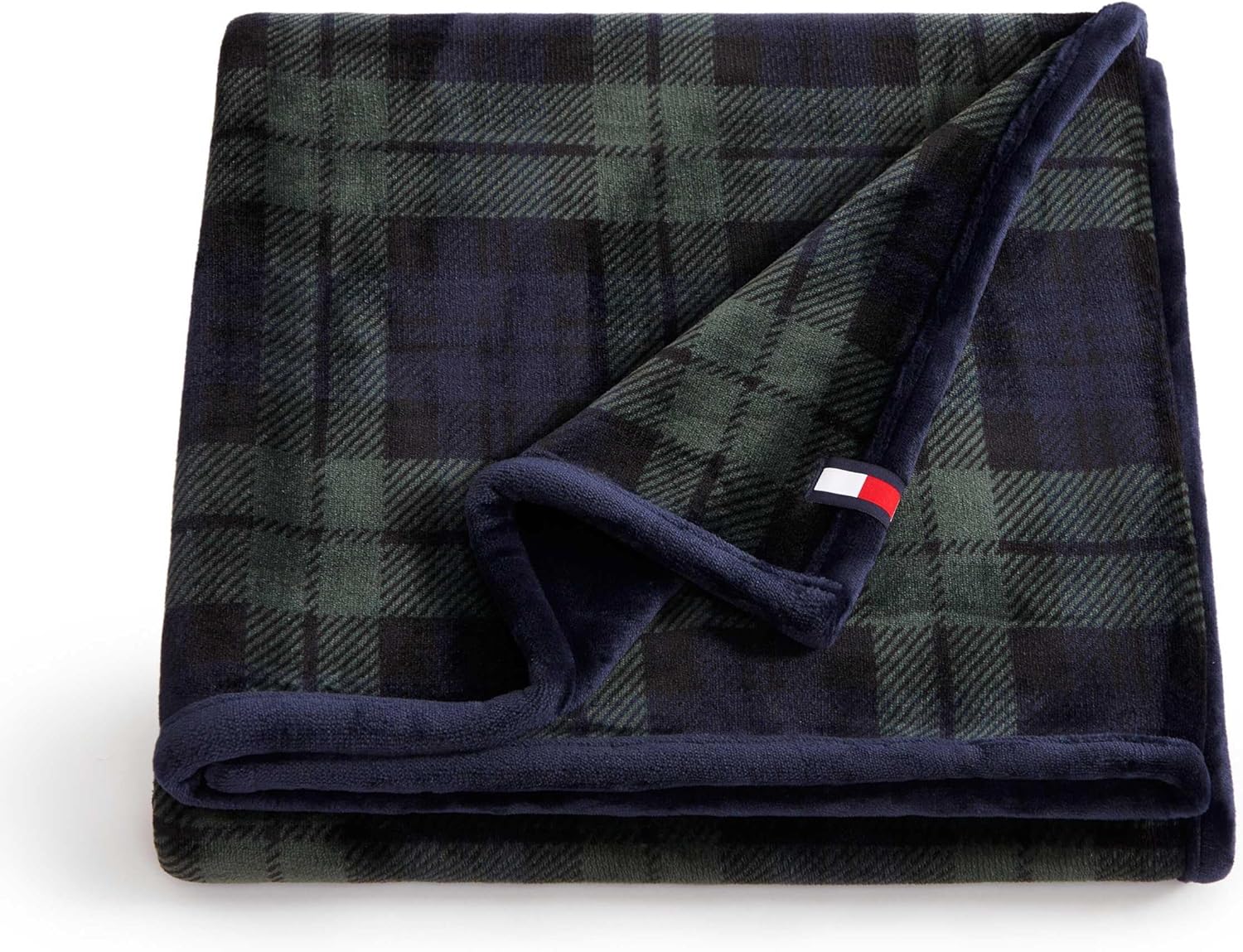 Tommy Hilfiger - Blanket, Ultra-Soft Plush Throw Blanket for Bed or Couch, Cozy Bedding with Solid Reverse & Tailored Hem, Medium Weight for Year Round Comfort (Edinburgh Tartan Blue, 50" x 70")