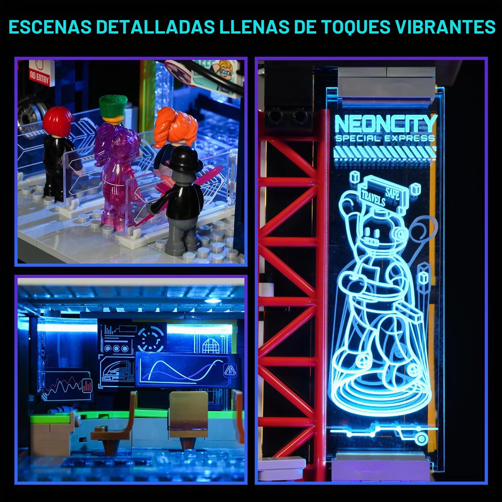 Lumibricks Cyberpunk - Juego de bloques de construcción de iluminación de estación de tren flotante, con mecanismo desmontable, construcción modular, para entusiastas de la construcción adultos y