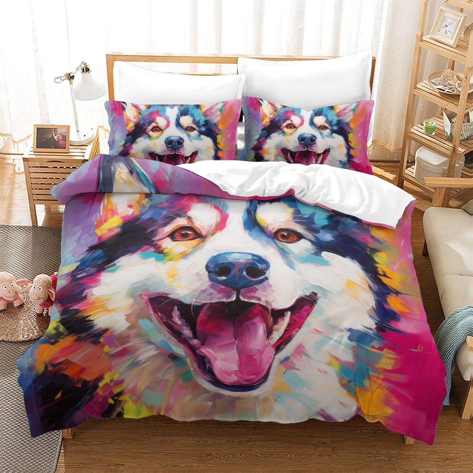 Housse de couette husky 3 pièces 200x200 avec fermeture éclair